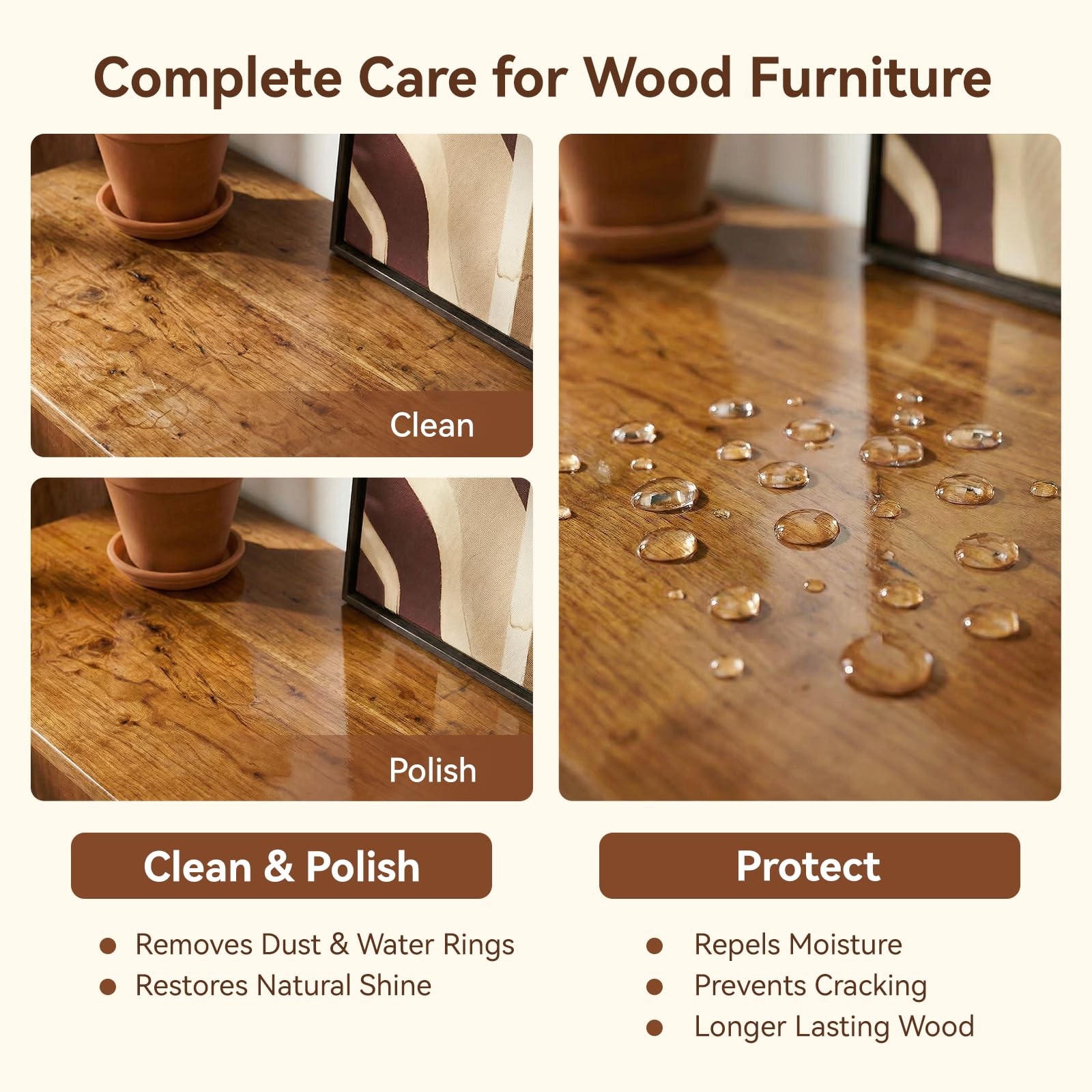Food Grade Beeswax Wood Conditioner & Furniture Polish – Natural Unscented Wo…