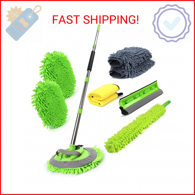 62” Car Wash Brush with Long Handle Car Wash Mop Mitt Chenille Car Cleaning Kit