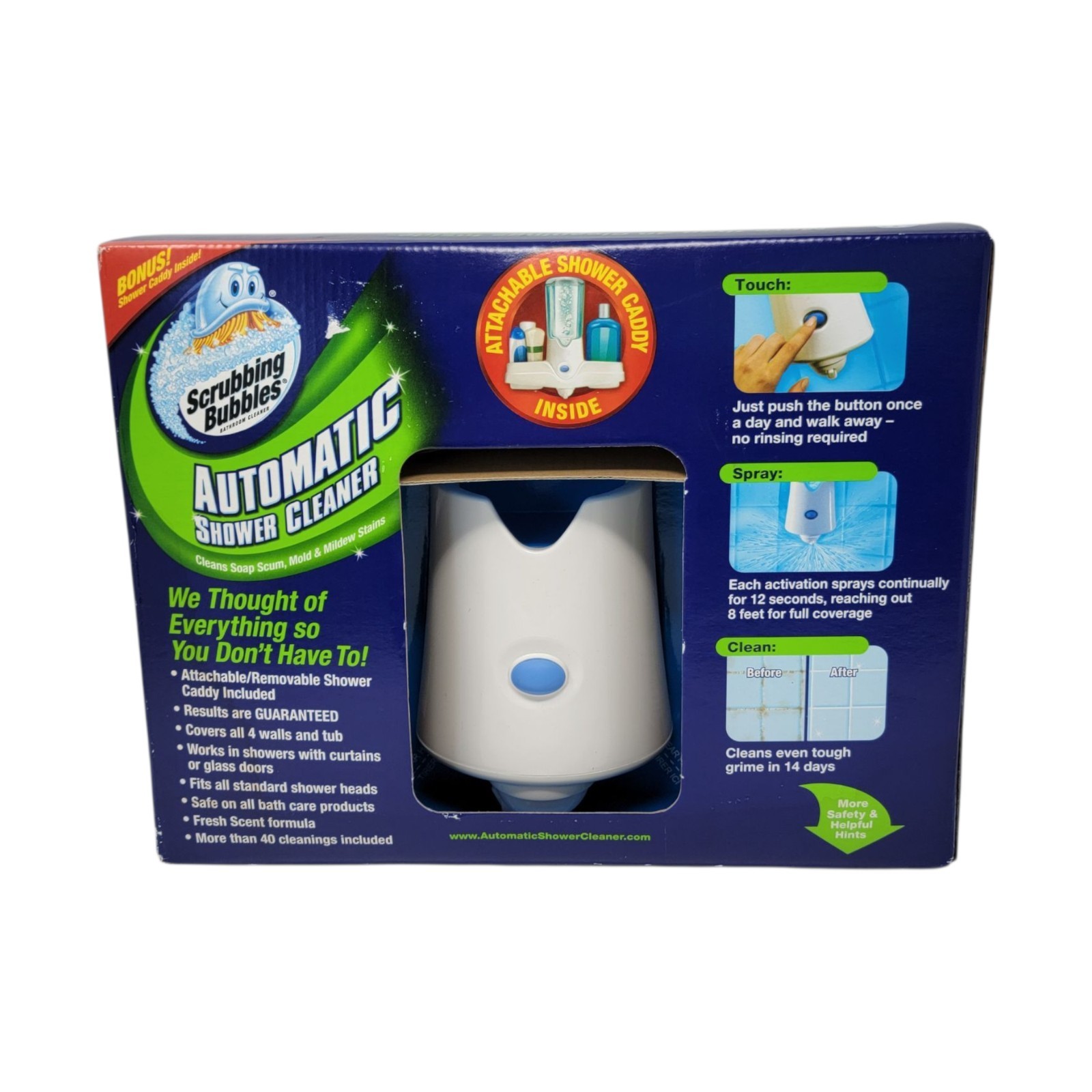 Scrubbing Bubbles Automatic Shower Cleaner Kit 2 Refills Shower Caddy READ New