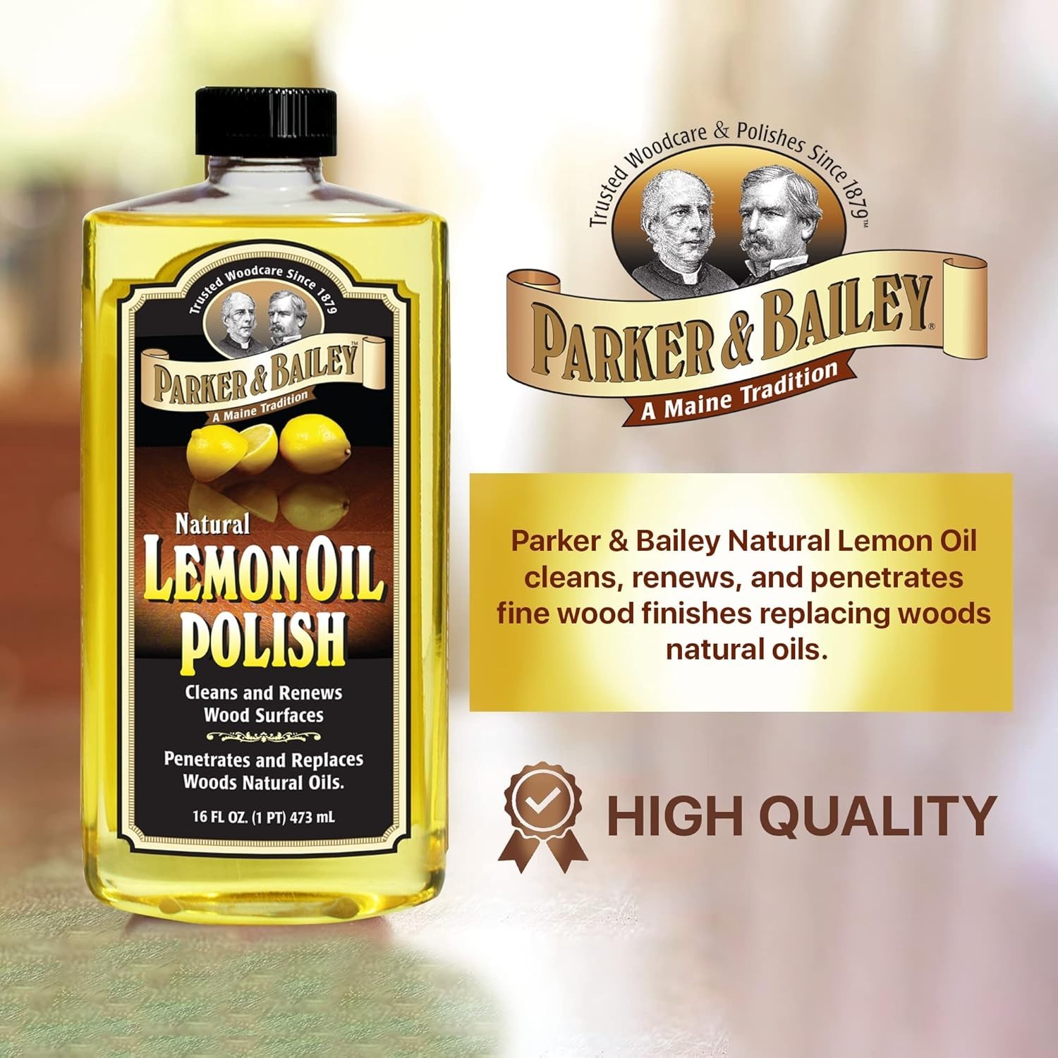 Lemon Oil Polish – Natural 16 oz Cleaner for Antiques and Modern Wood