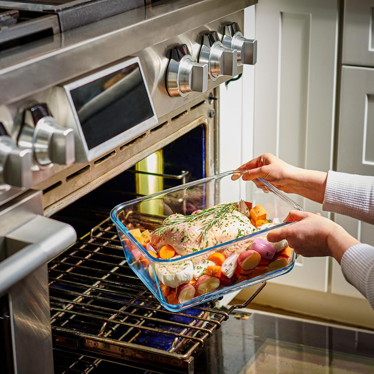 Oven Safe Glass Food Storage Container with Airtight Locking Lid and Handle