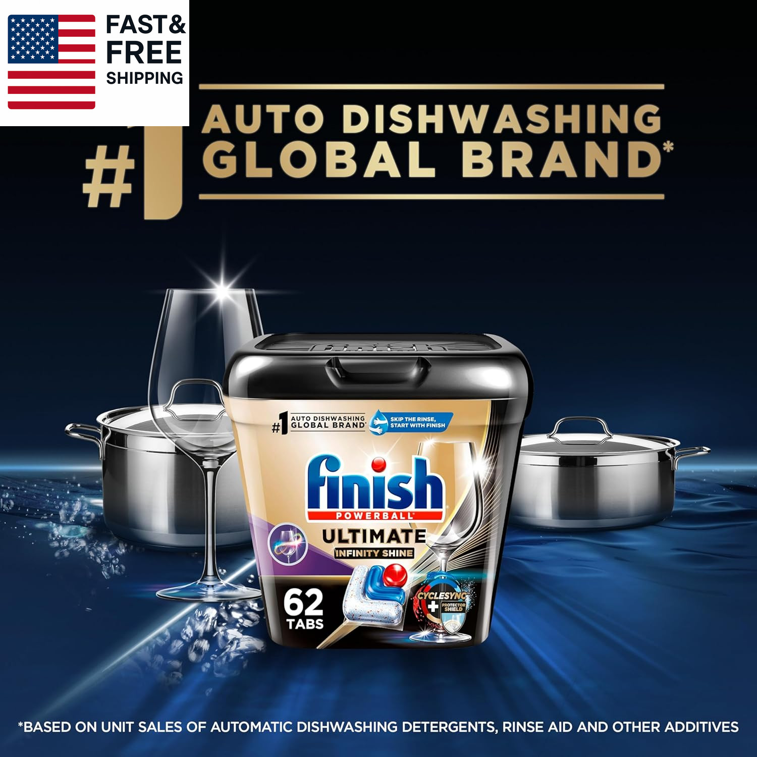 Ultimate Infinity Shine Dishwasher Pods, No Pre-Rinse Dishwasher Deter 62 Count