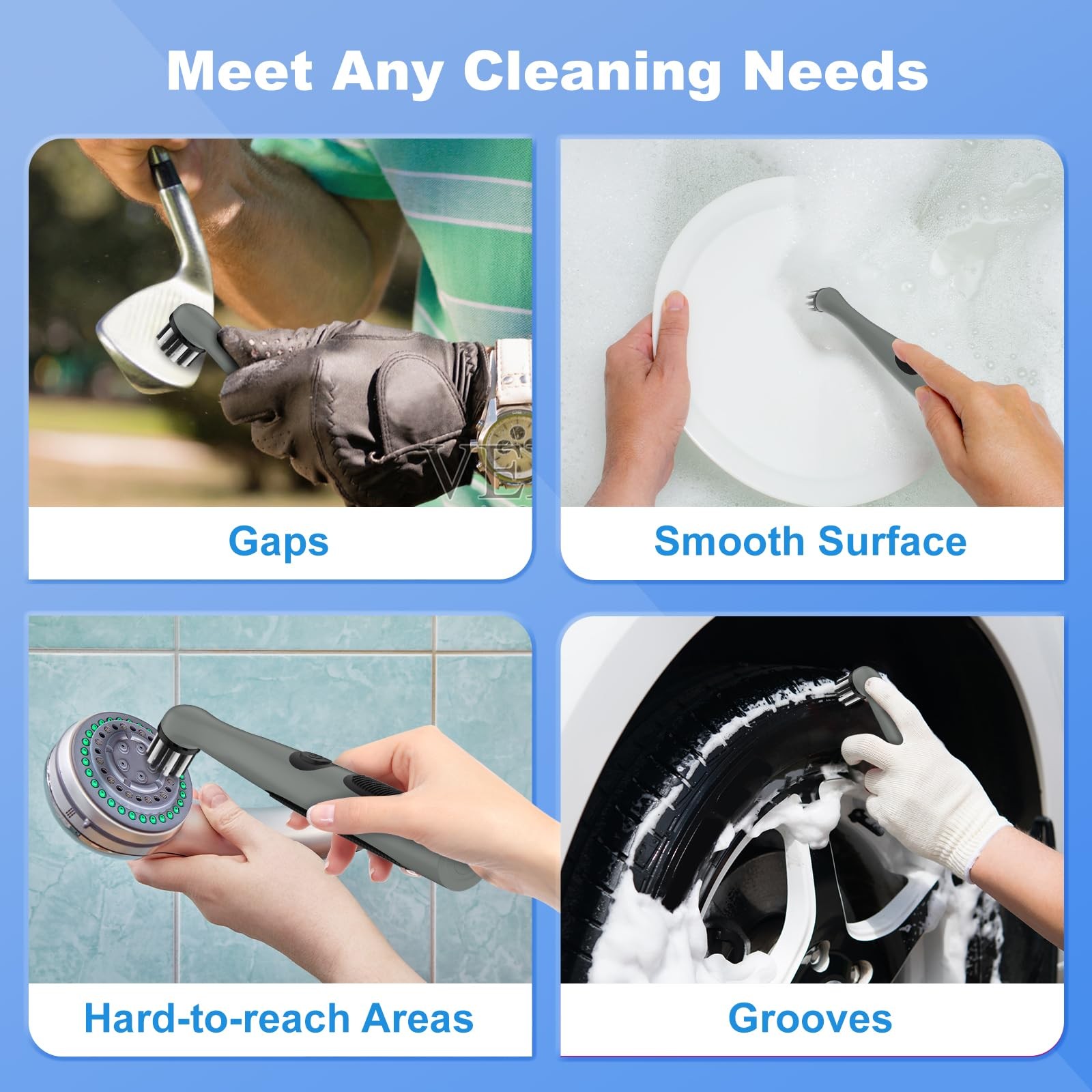 Rechargeable Cleaning Brush with 4 in 1 Multiple Brush Heads,Indoor Household…