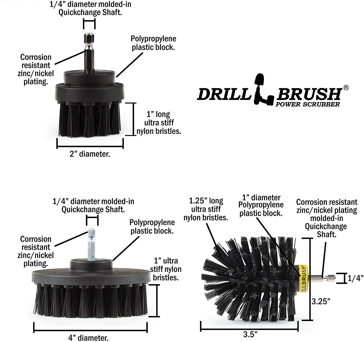 Drillbrush Scrub Brush – Drill Scrub Brush Attachment 7- Stone Cleaning – Deep