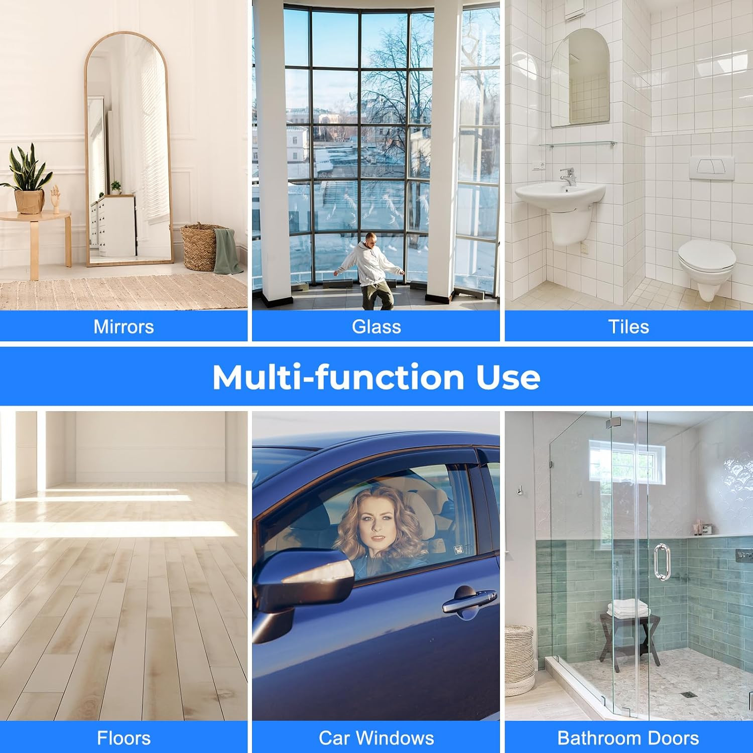 Shower Squeegee with Long Handle, Telescoping Window and Floor Extendable Squeeg