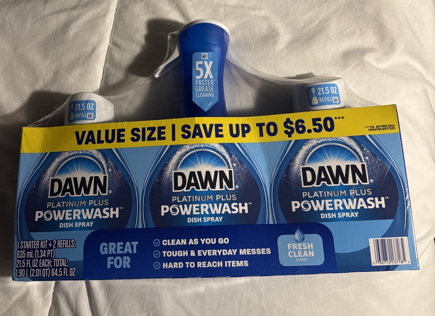Dawn Platinum Plus Powerwash Dish Spray Set Fresh Scent 1 Bottle +2 Refills 64.5