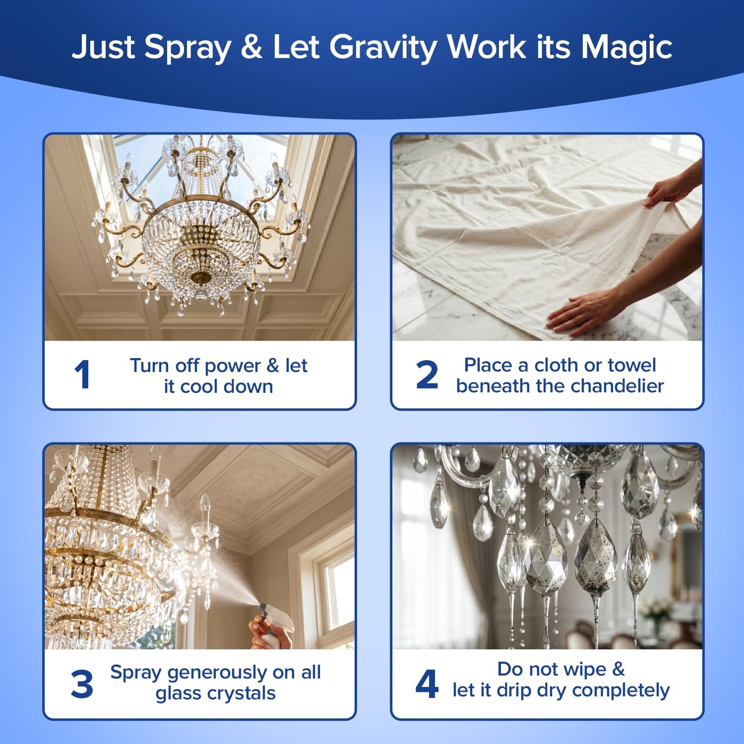 Jaxry Professional Crystal Chandelier Cleaner Drip Dry 32 Fl Oz (Pack of 1)