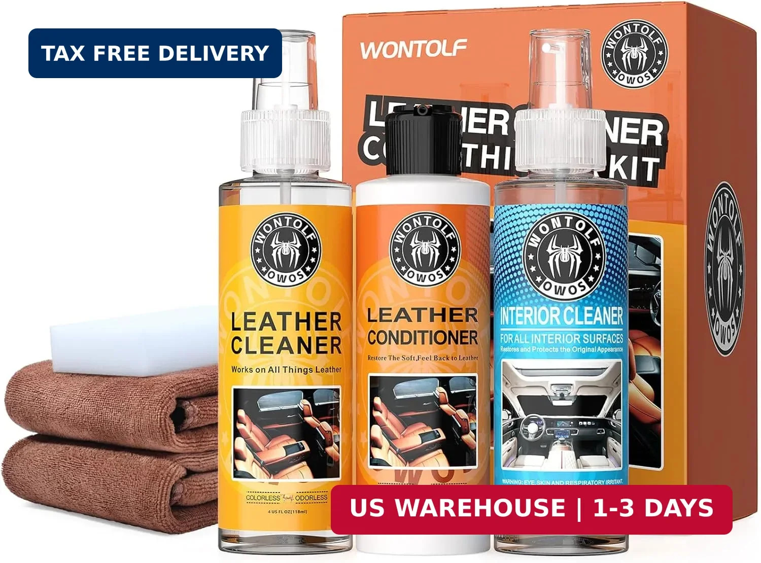 Wontolf Leather Cleaner and Conditioner Non-Toxic Gentle Total Interior Cleaner