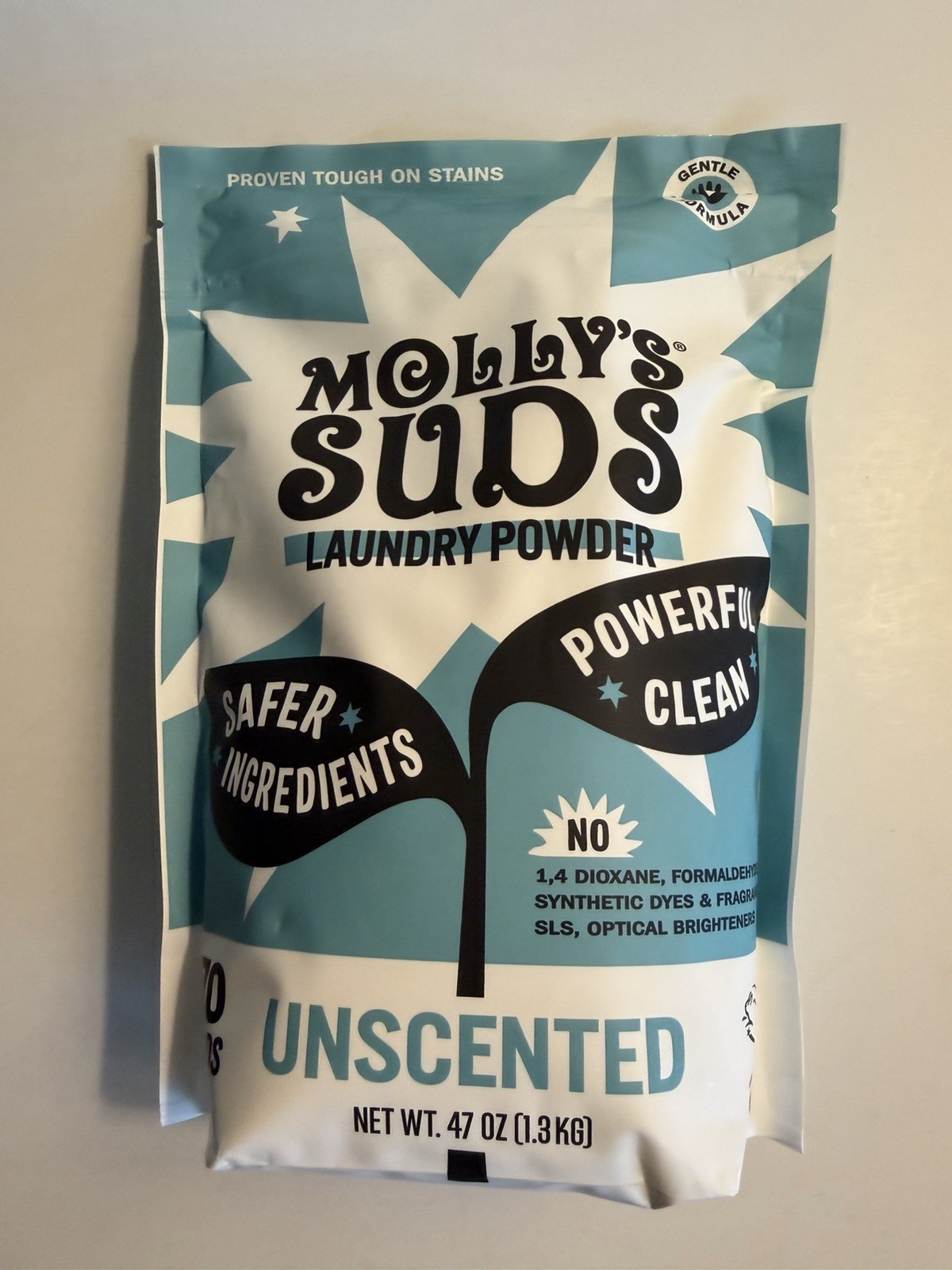 Molly’s Suds Laundry Powder Unscented 70 Loads 47 oz Safe Ingredients SEALED