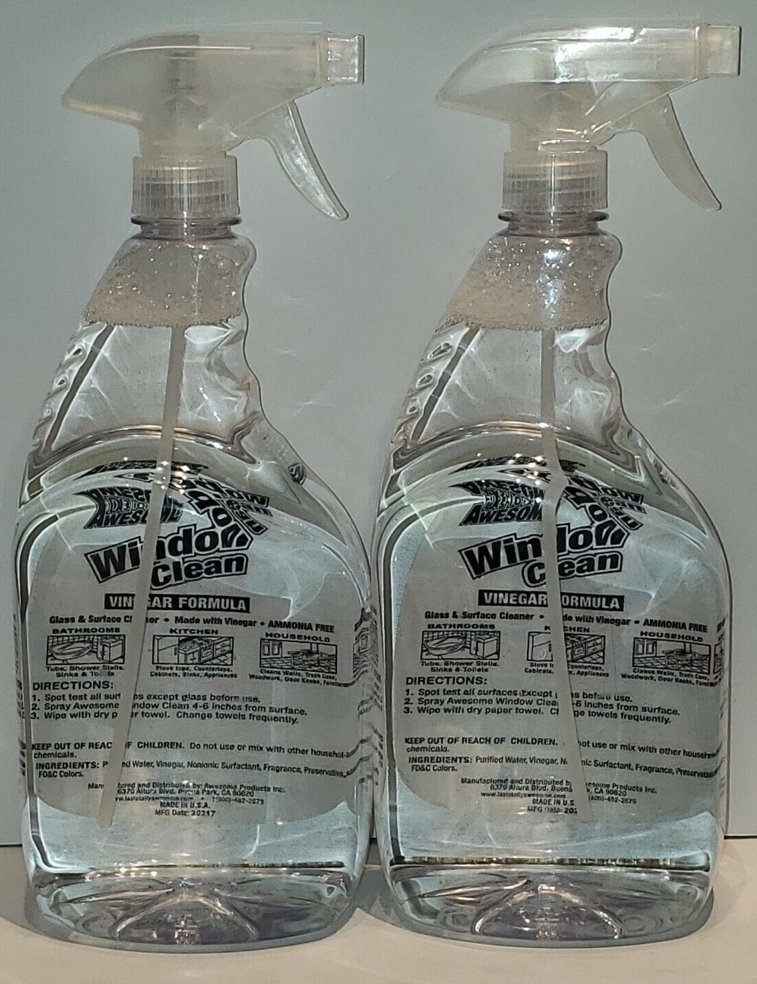 Lot Of 2 LA’S Totally Awesome Window Cleaner Vinegar Formula Streak FREE 40 oz