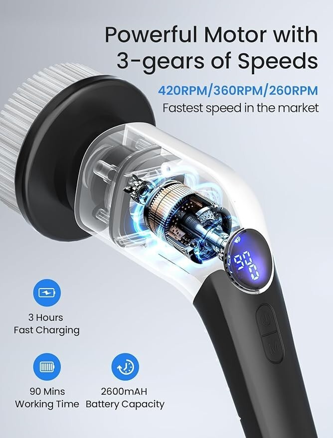 Spin Scrubber Kit Electric Scrubber for Bathroom Cleaning Tile Grout Tub Stove