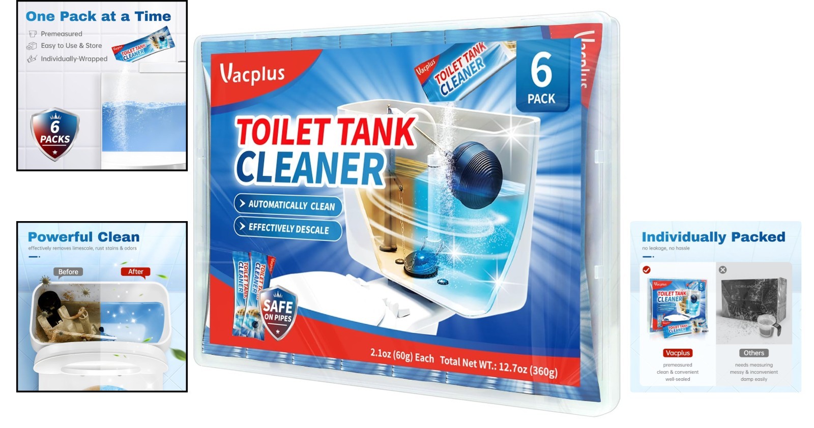 Powerful 6 Pack Toilet Tank Cleaner Tablets – Mold & Rust Remover, Easy Storage