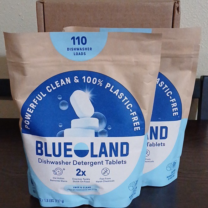 BLUELAND Dishwasher Detergent Tablets Fragrance Free 110 Loads Plastic-Free 2 pk