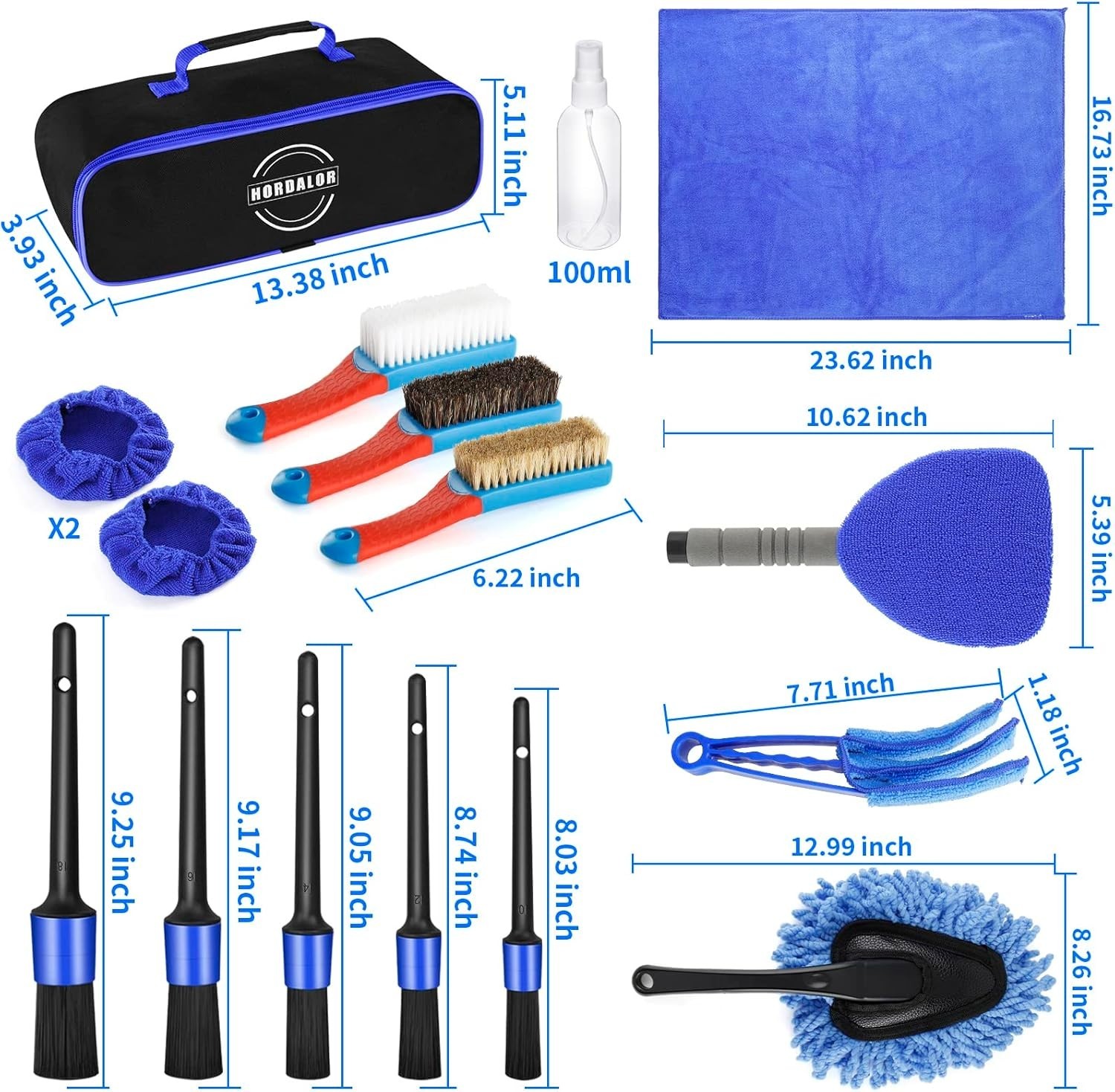 17Pcs Car Interior Detailing Kit with Windshield Cleaning Tool, Detailing Brush