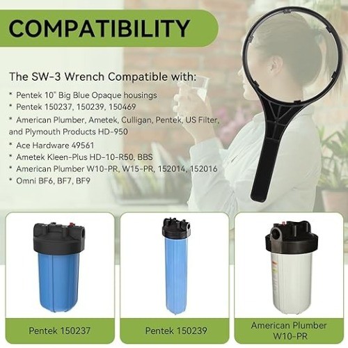 Water Filter Wrench Replacement for 150296 Spanner Wrench Fit for 10″ Big Blue H
