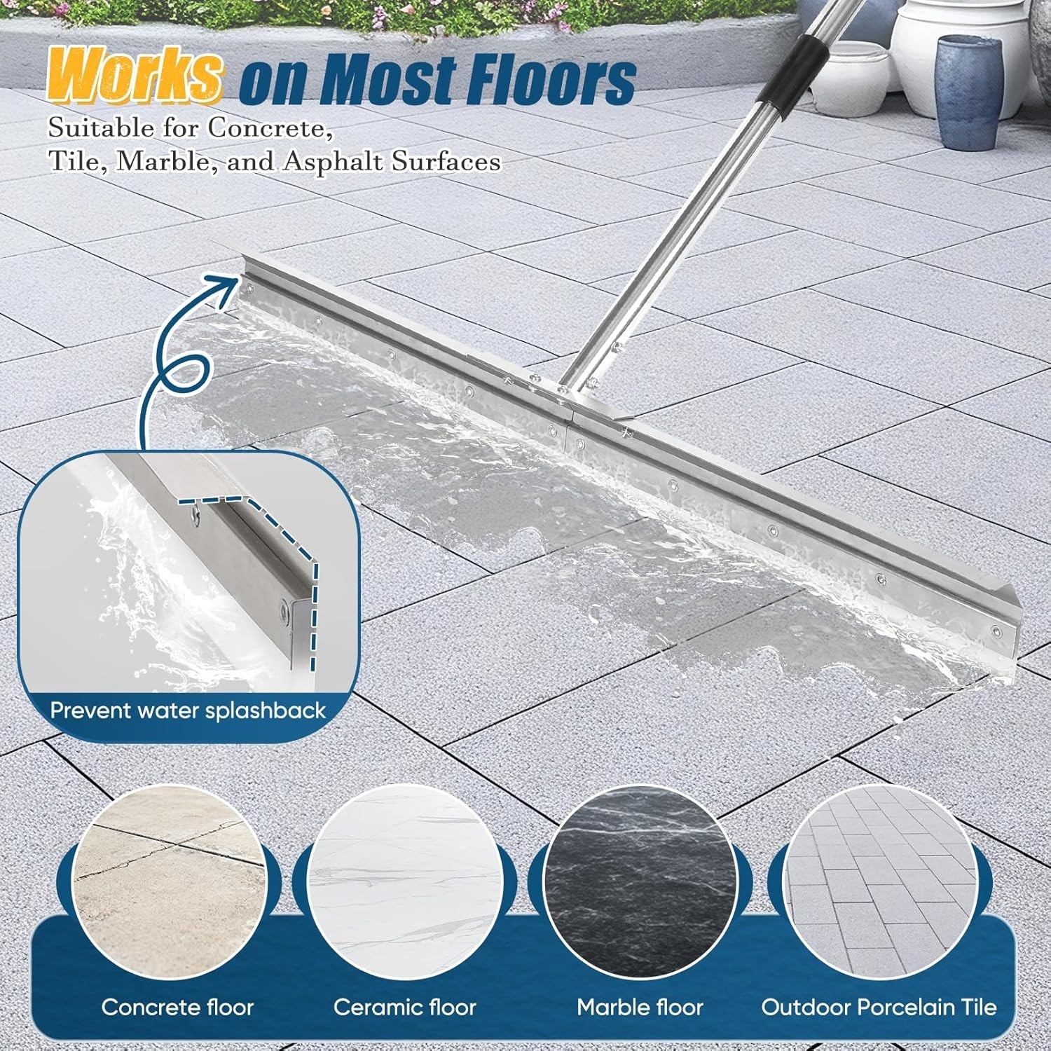 33.4″ Large Floor Squeegee for Concrete, Commercial Heavy Duty Silicone Blade Sq