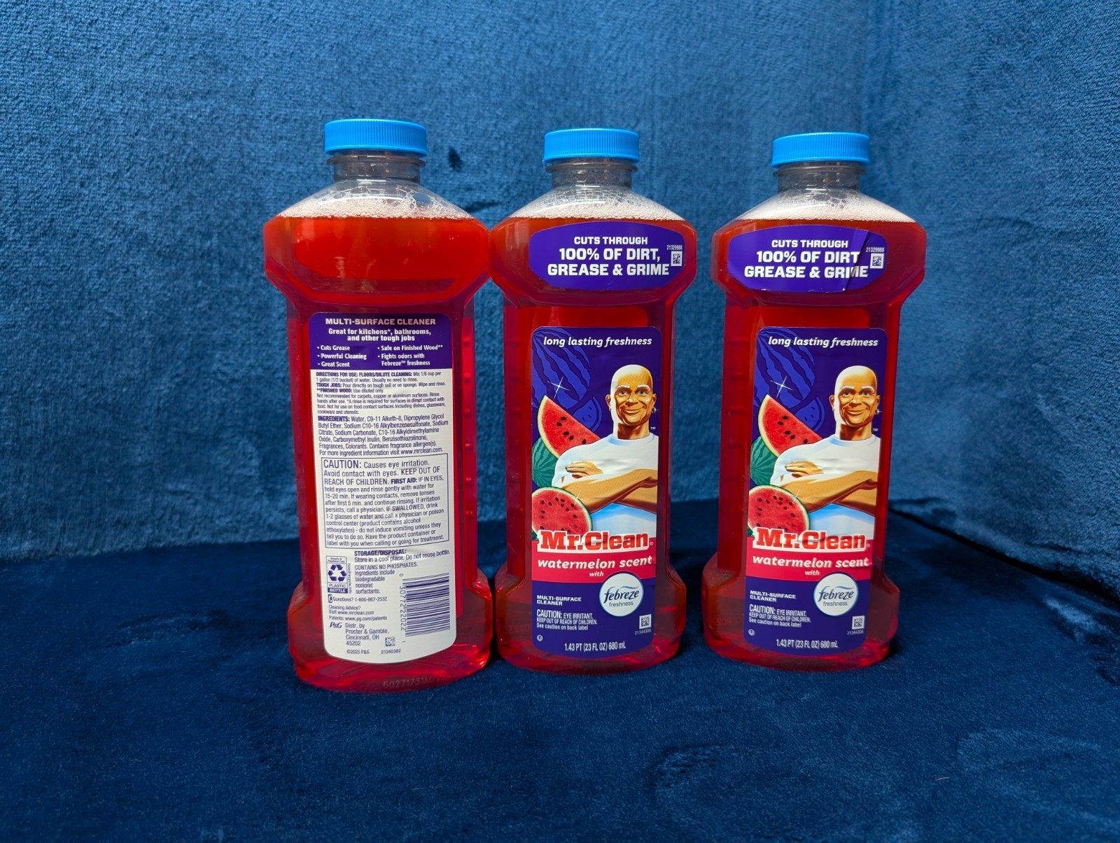 3 – 23oz Mr. Clean Multi Surface Cleaner Febreze Watermelon Household Scent