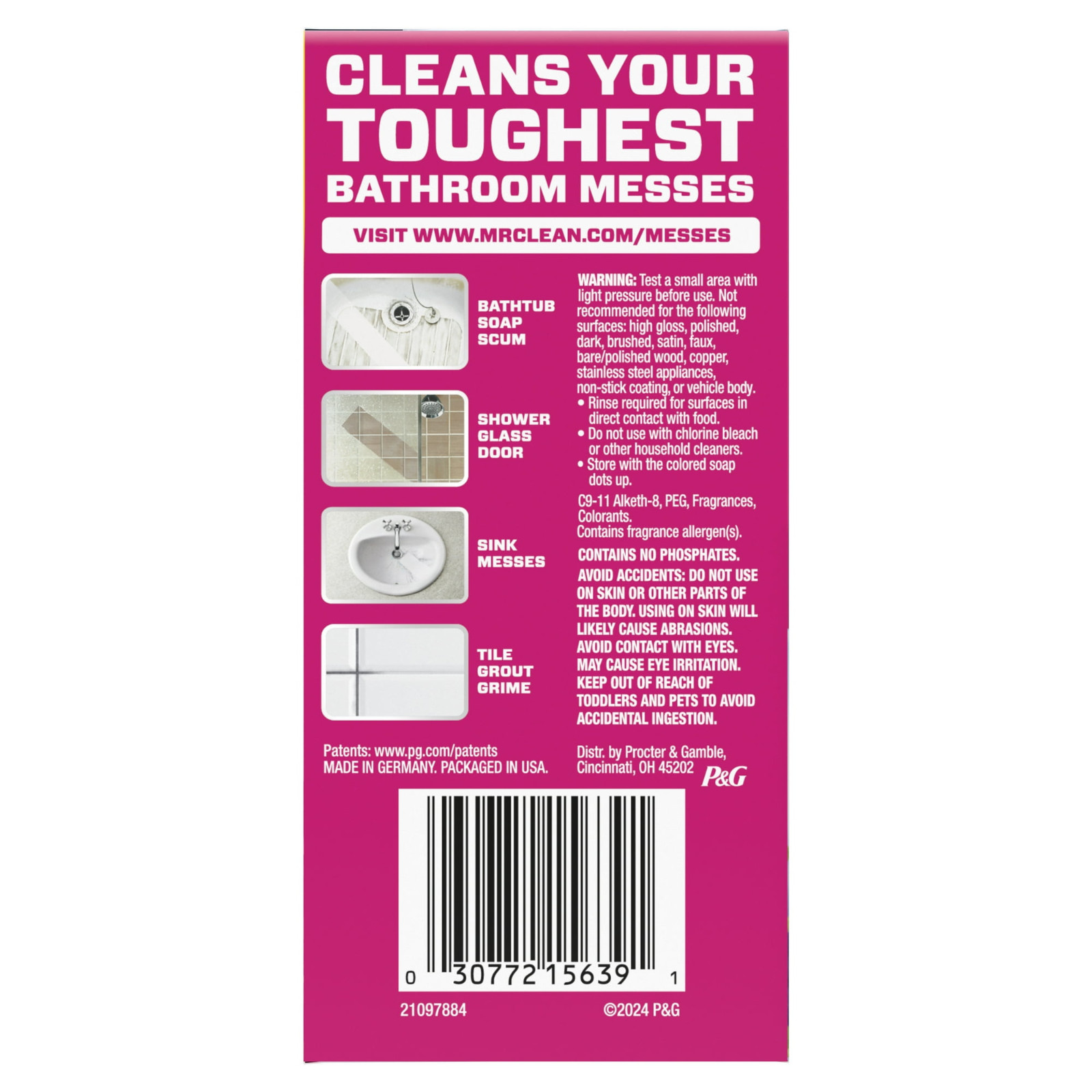 Mr. Clean Magic Eraser Bathroom Cleaner Lavender 2-in-1 Soap Scum, 7 Count