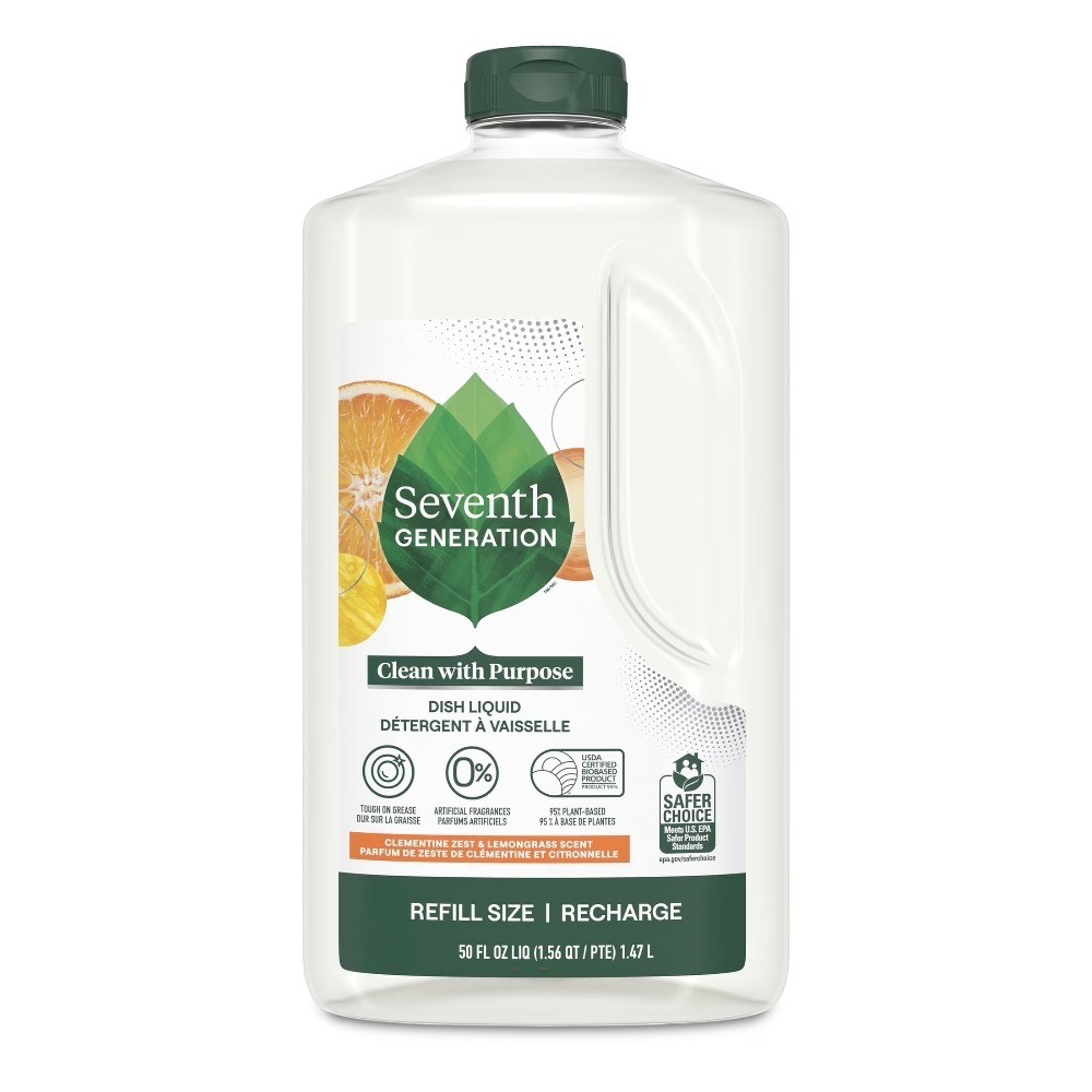 Dish Soap Refill Dishwashing Liquid with Clementine Zest and Lemongrass Scent 50