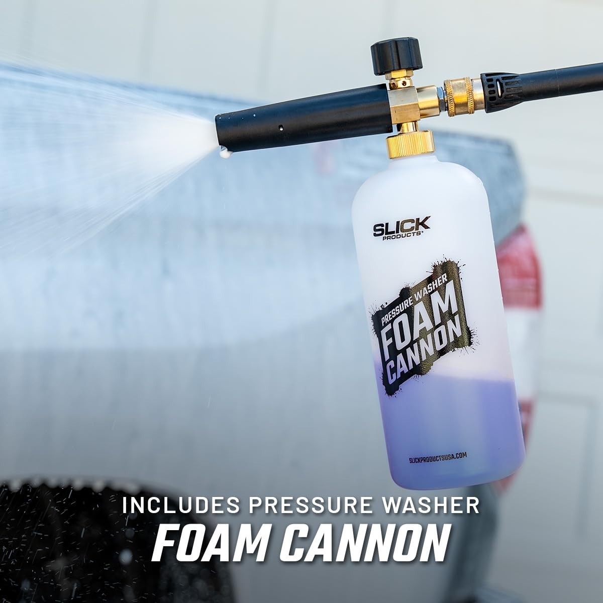 Slick Products Wash & Wax 64 oz. + Pressure Washer Foam Cannon Bundle – Super…