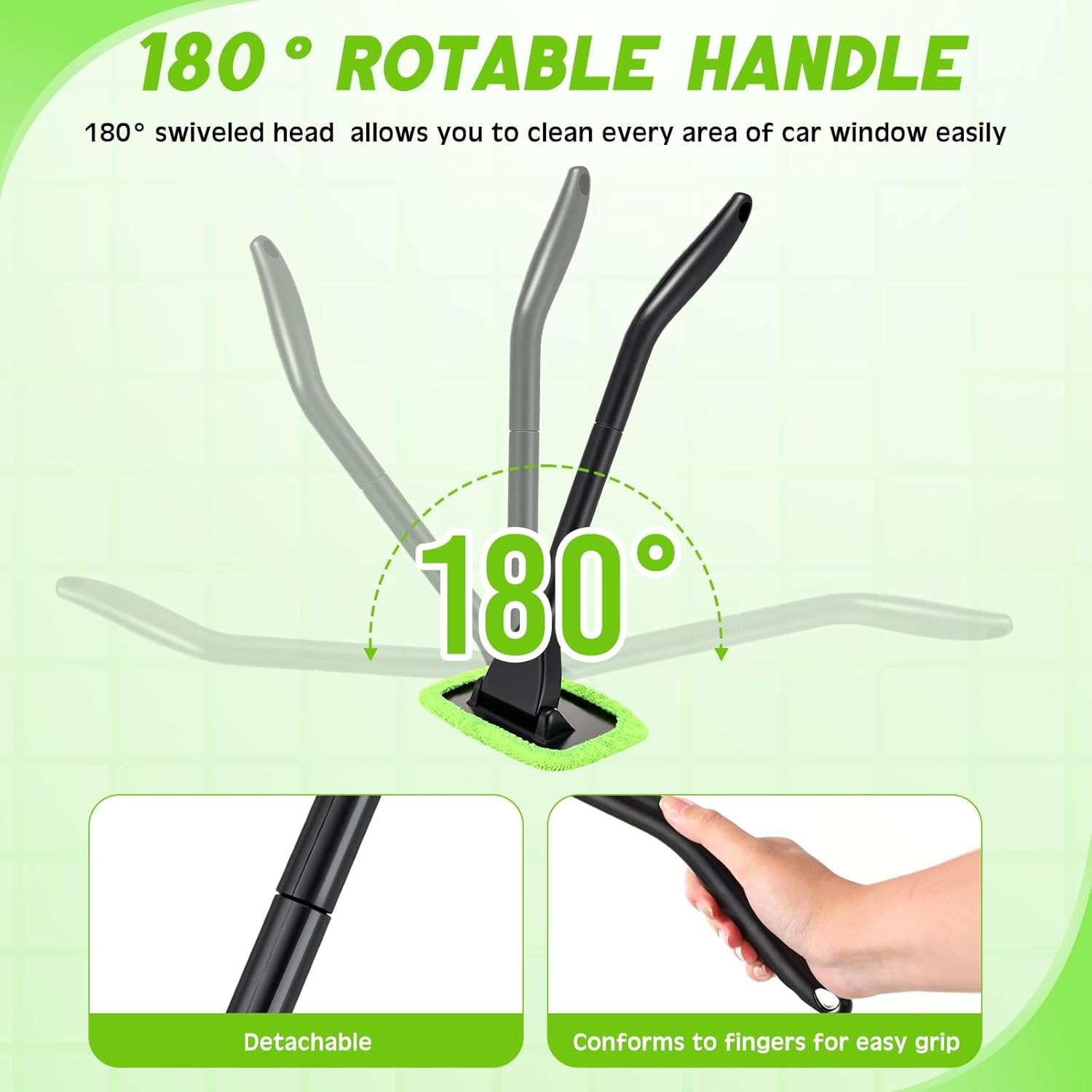 8 Pcs Car Windshield Cleaner Tool Kit with Removable Handle, Microfiber Towel Pa