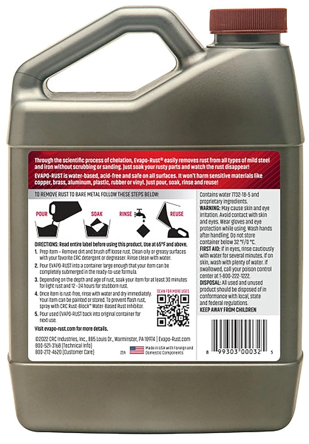 CRC Evapo-Rust, Heavy-Duty Rust Remover, Reusable, Acid-Free, Non-Corrosive