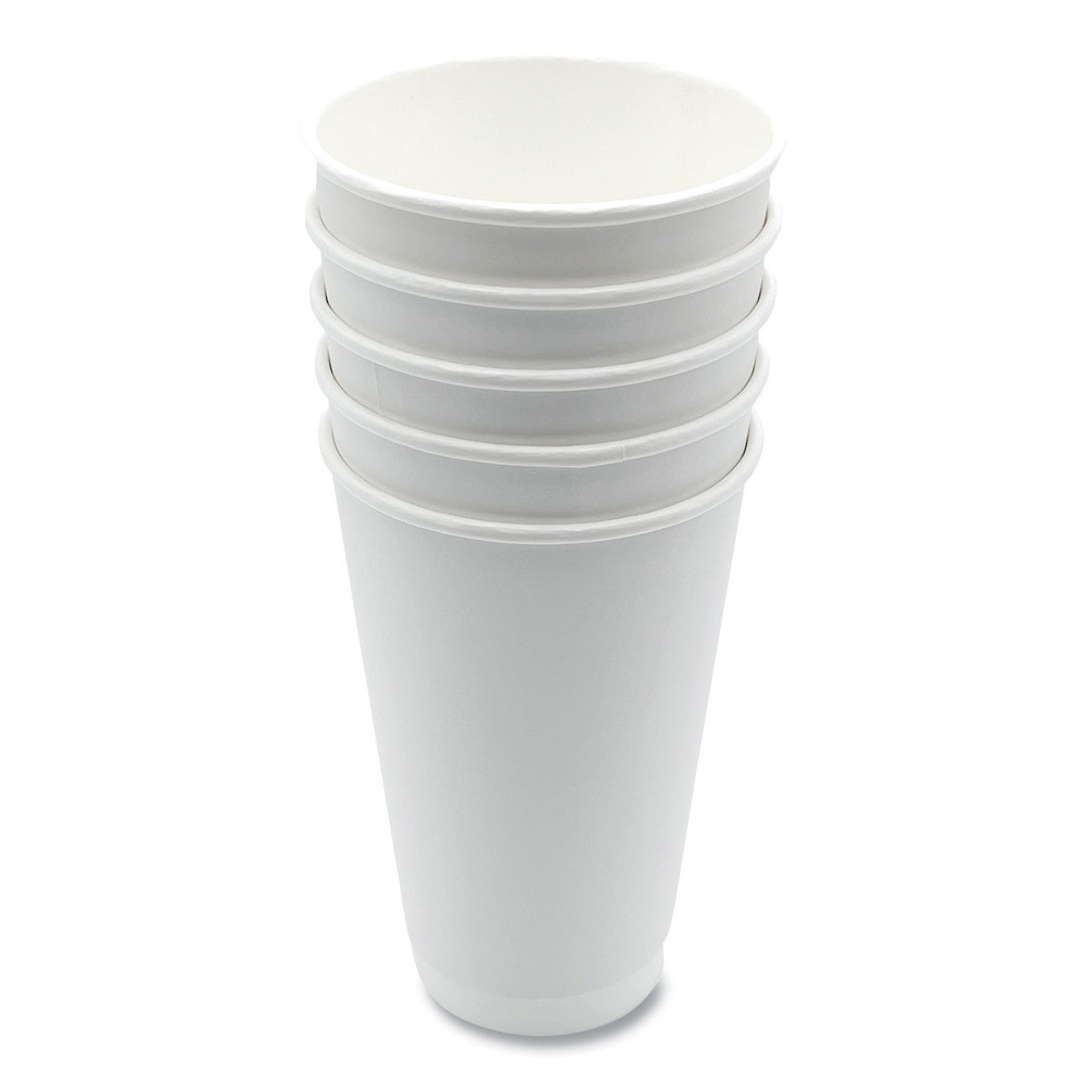 Boardwalk DW16HCUP 16 oz Double-Walled Paper Hot Cups – White (500/Carton) New
