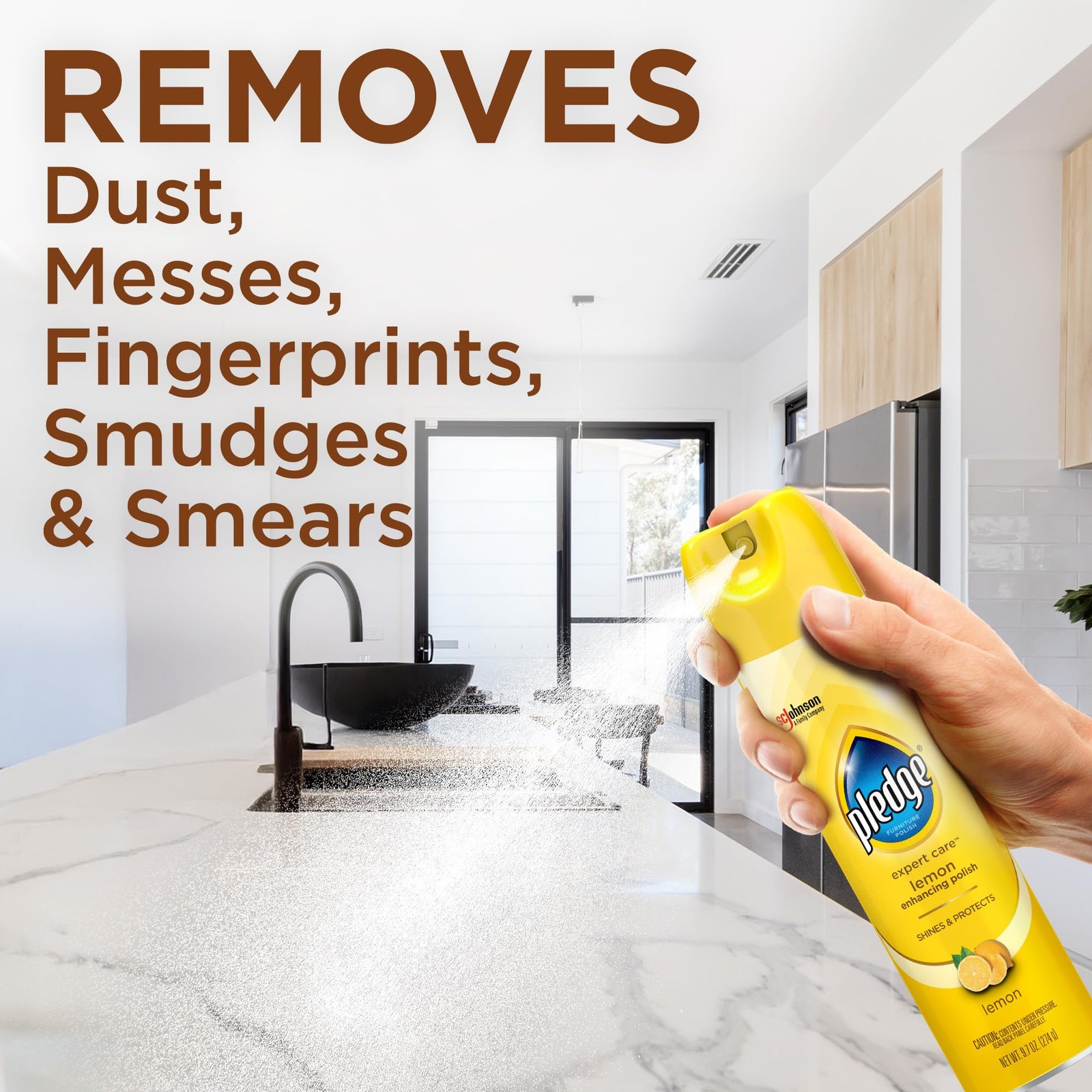 Pledge Enhancing Polish Spray, Wood Furniture & Stainless Steel Polish, Remove D