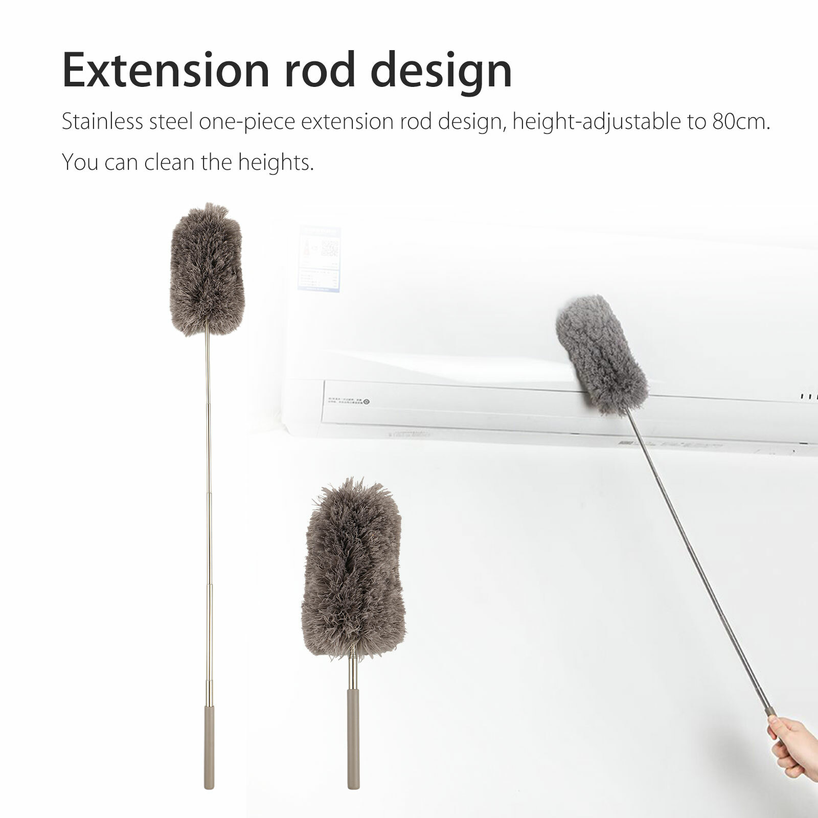 Extendable Microfiber Duster Ceiling Fan Dusting Cleaner Cleaning Brush Washable
