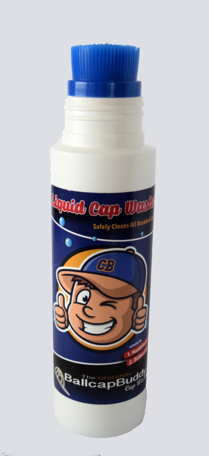 BallcapBuddy Liquid Soap with Soft Scrub Brush – Gently cleans Hats & Shoes