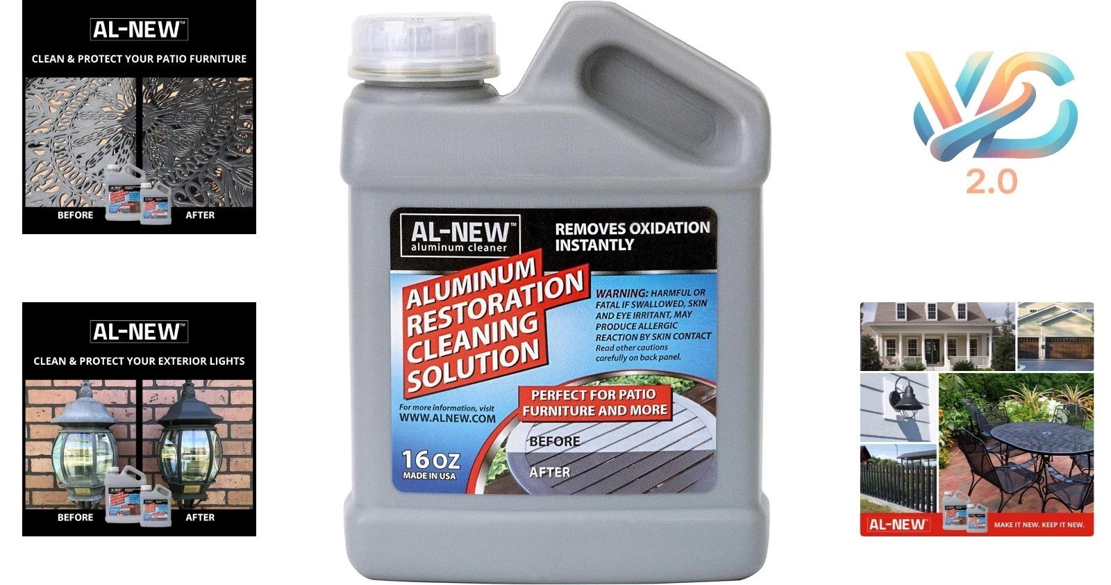 Aluminum Restoration Cleaning Solution 16oz for Patio Furniture & Metal Surfaces