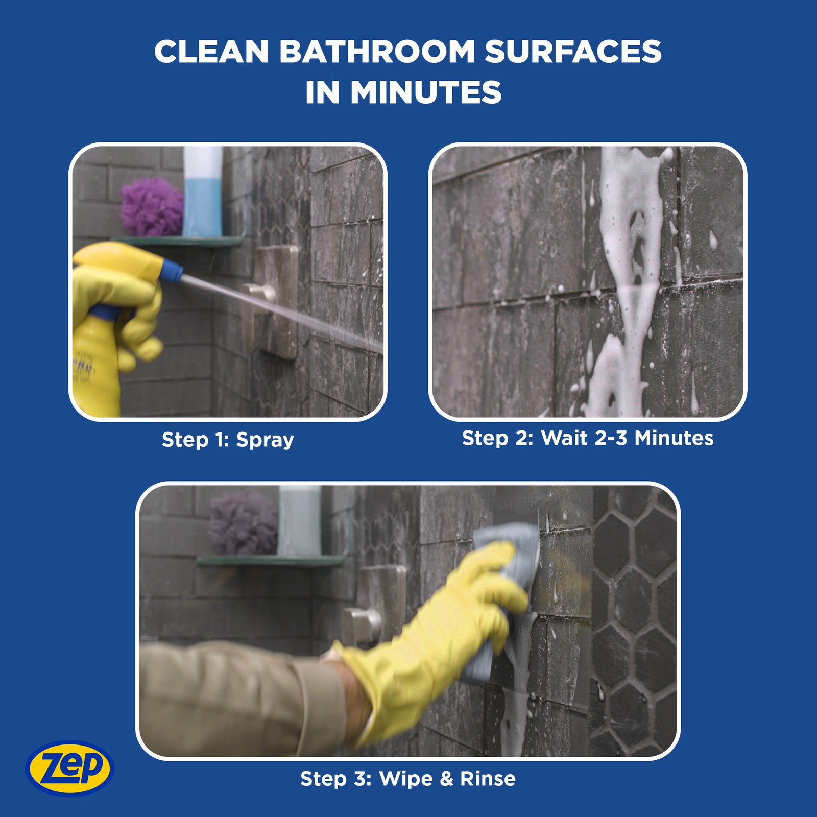 Zep Foaming Shower Tub and Tile Cleaner – 32 oz (Case of 12) ZUPFTT32 – No Scrub