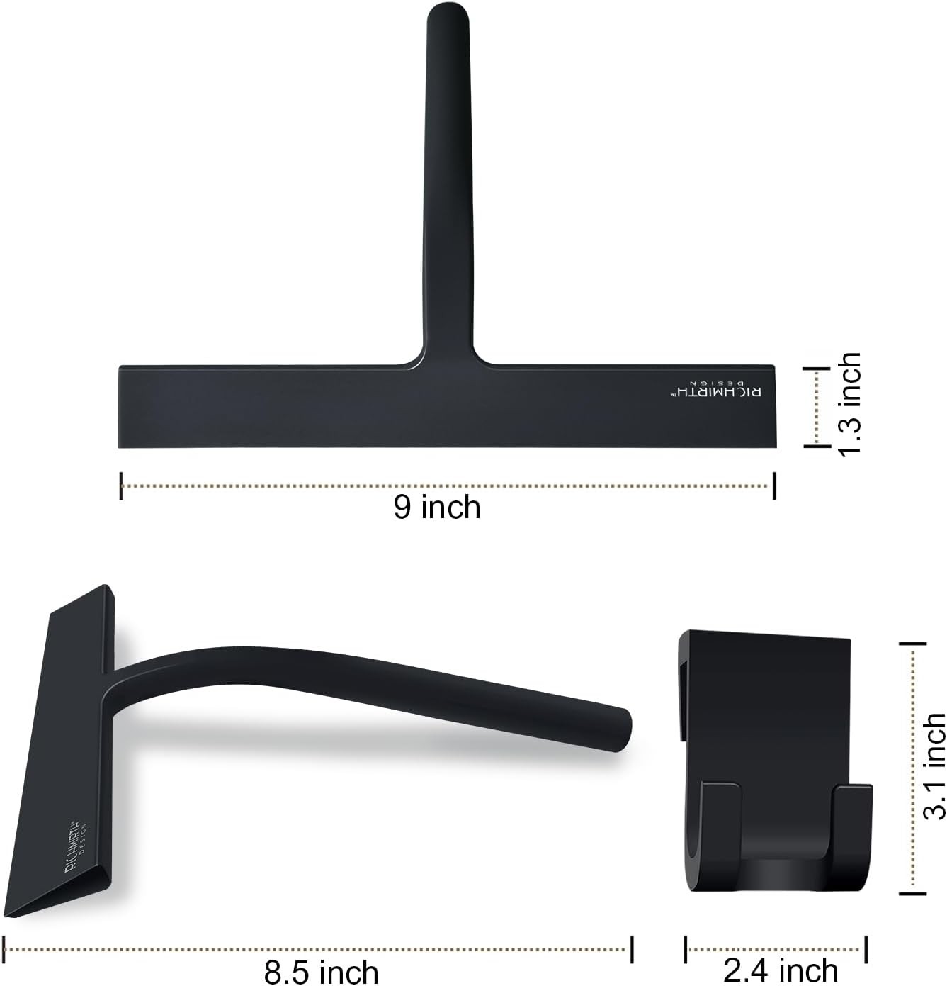 Silicone Rubber Blade Shower Squeegee 9″ in Width, Glass, Window