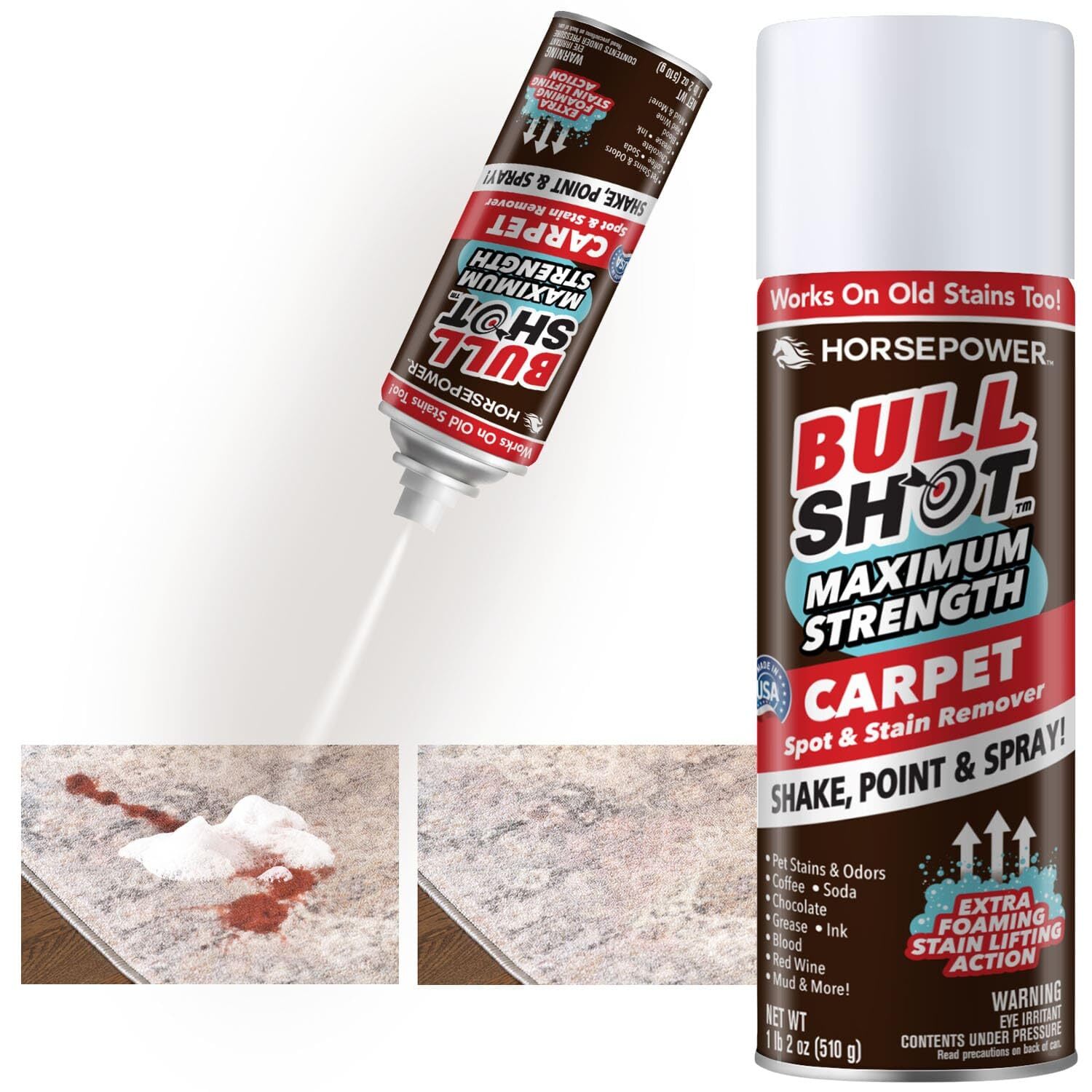 Bull Shot MAX Strength Carpet Spot & Stain Remover by Horsepower, AS-SEEN-ON-…