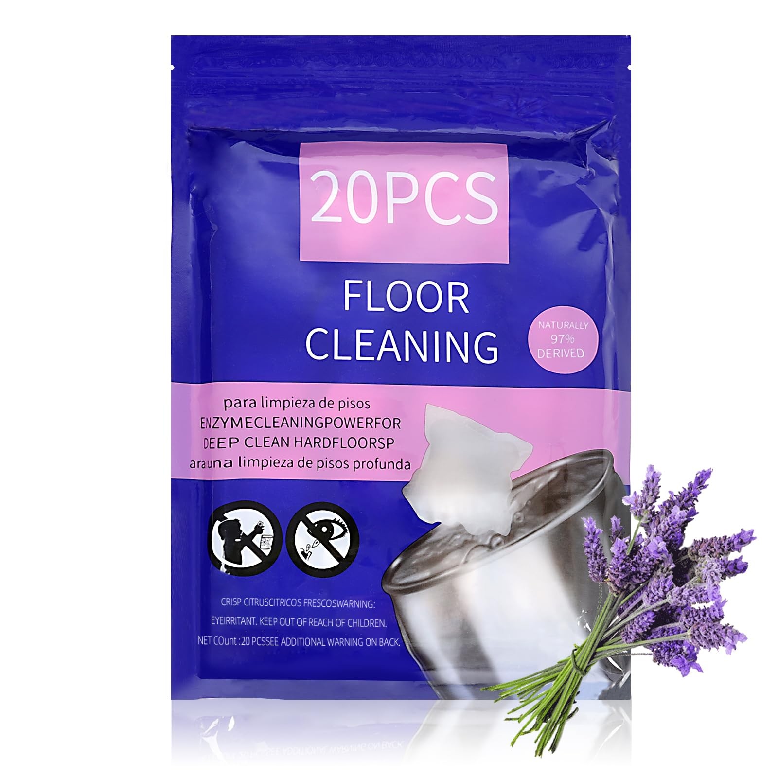 QPBAE-M Hard Floor Cleaner, Lavender Fresh Scent, 20 count (1 Packet) | Made …