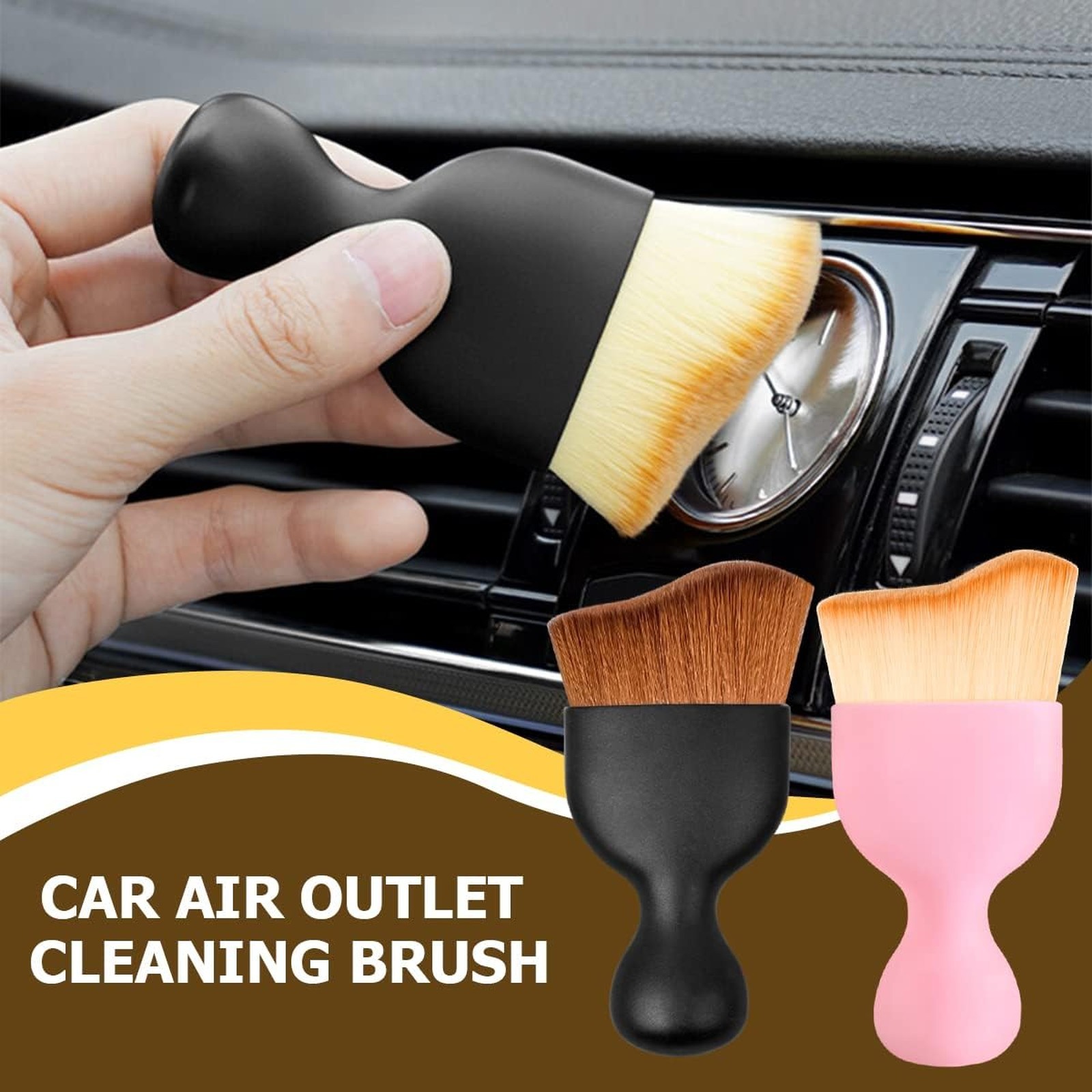Car Interior Detailing Brush Soft Bristles Curved Dust Collector for Dashboard