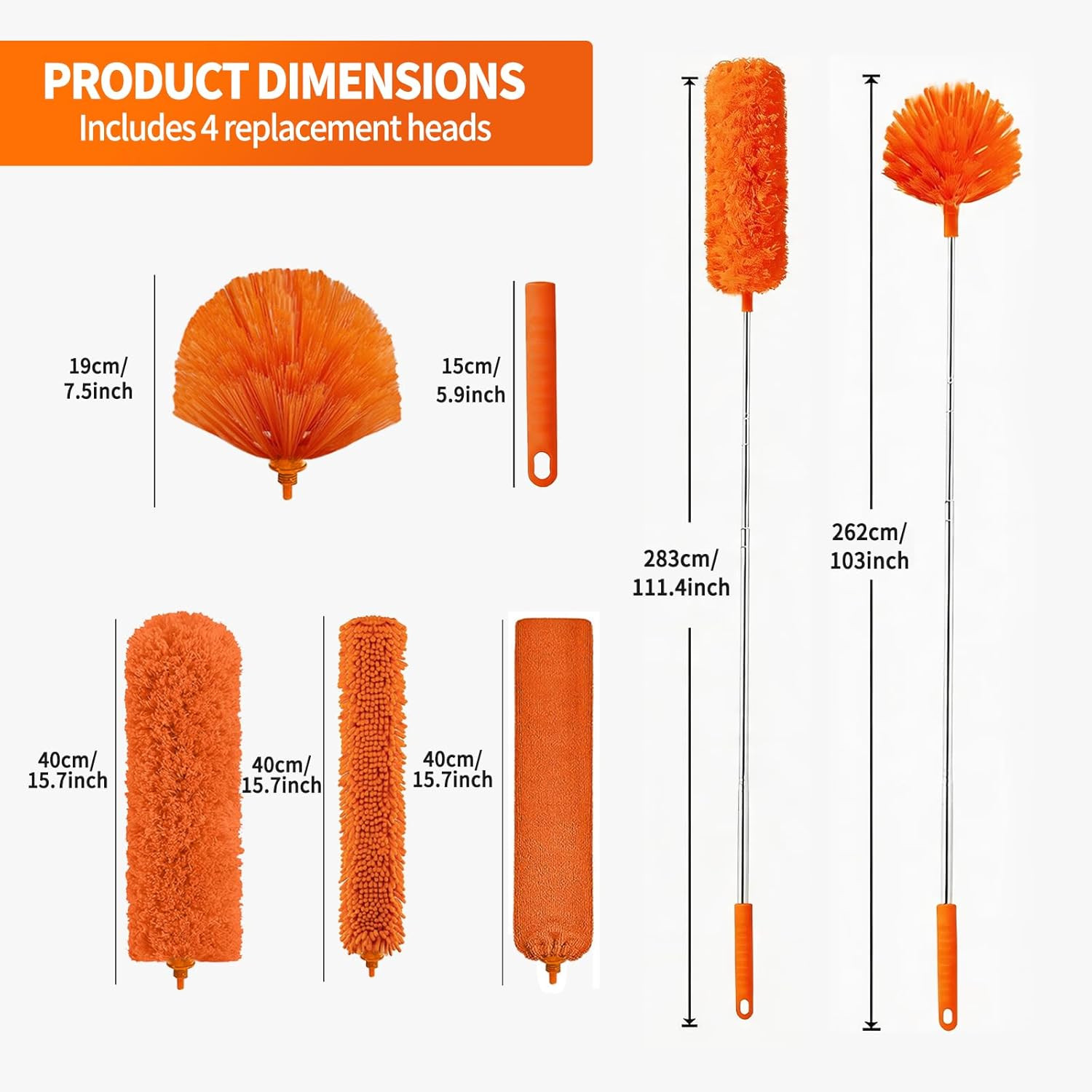 Cobweb Duster with Extension Pole,Cleaner Outdoor 110″ Telescoping Extended Sspi