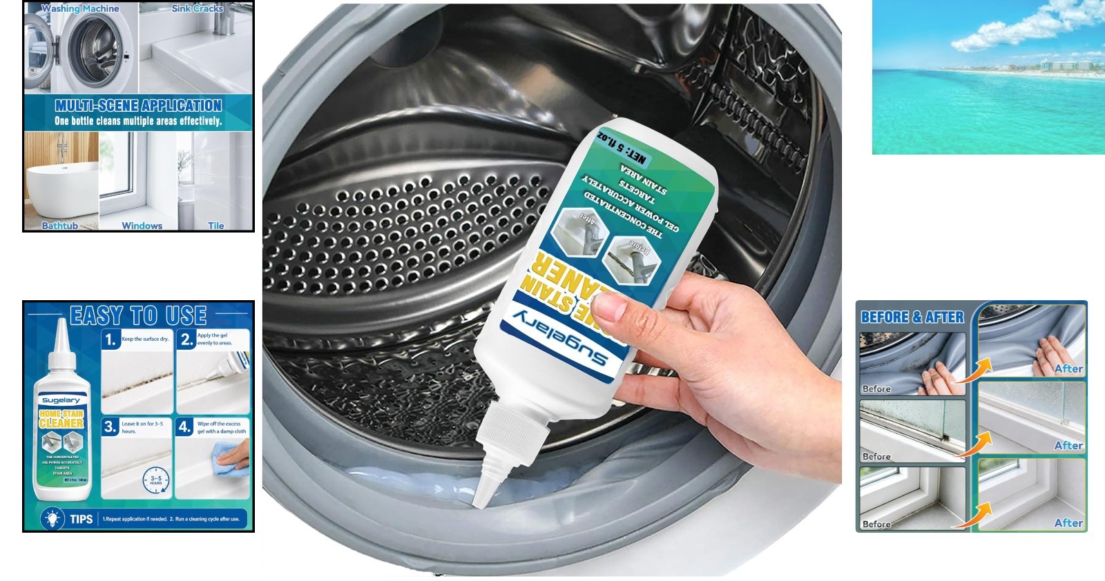 5 fl oz Powerful Mold Stain Cleaner Gel – Quick, Easy Removal for Home & Laundry