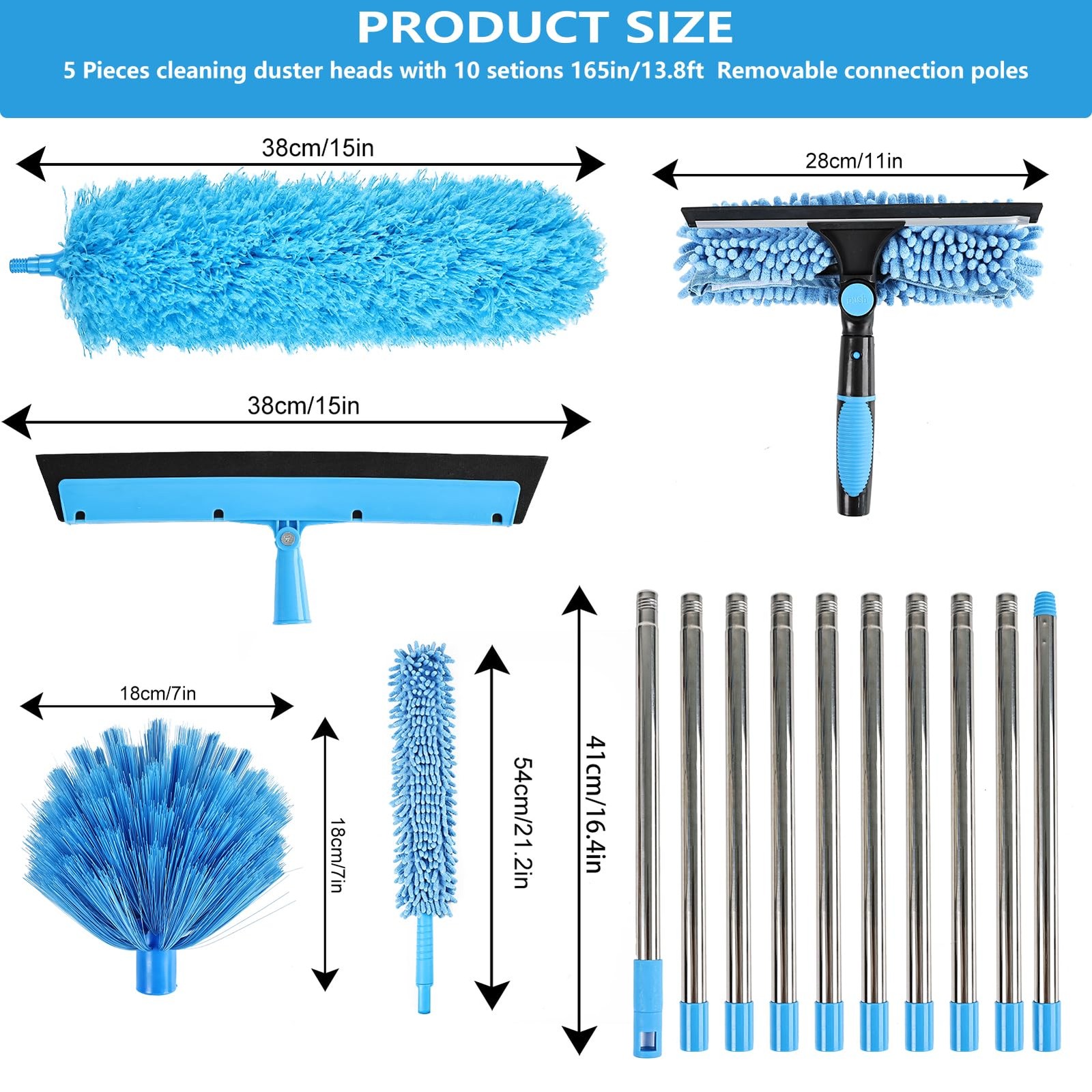 High Reach Duster Kit with14 ft Extension Pole High Ceiling Dusting and Windo…