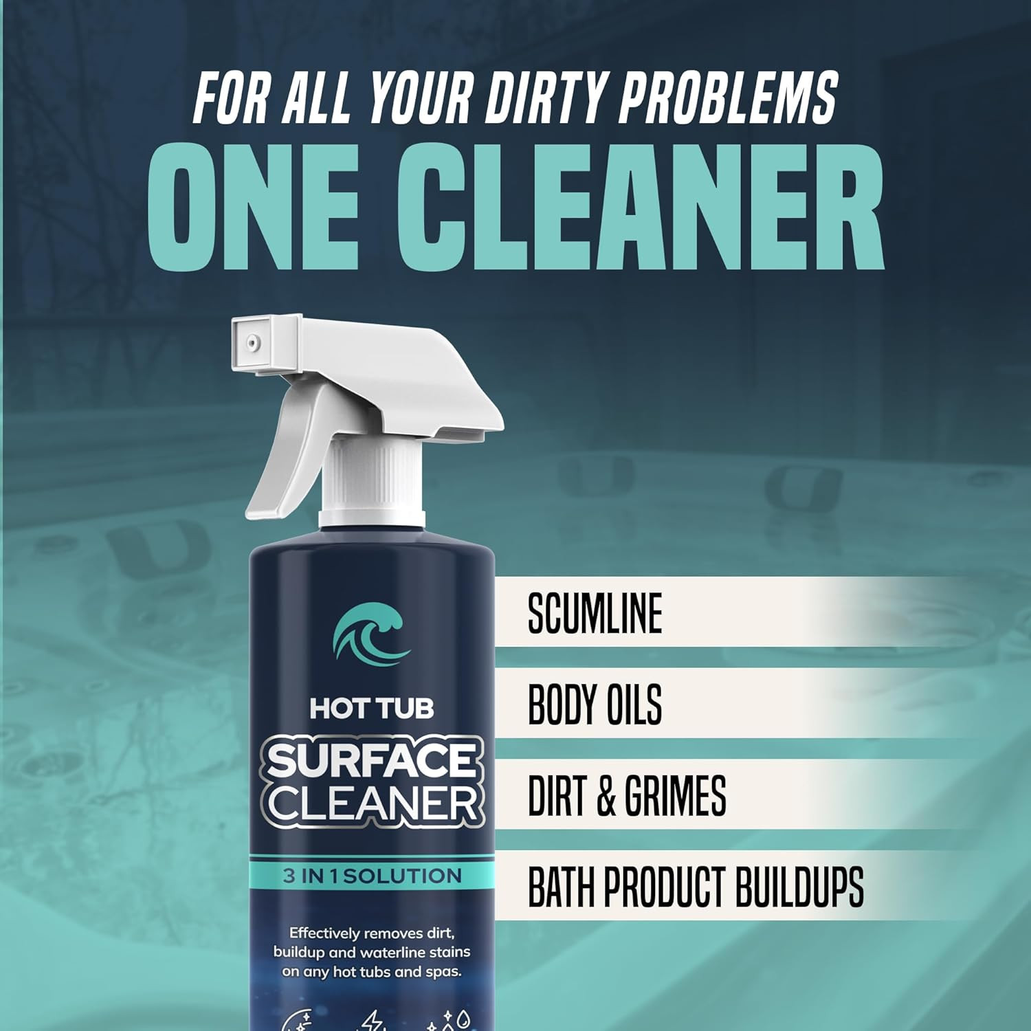 Hot Tub Surface Cleaner – Fast Acting Formula, Easy Spray & Wipe Use, for Acryli