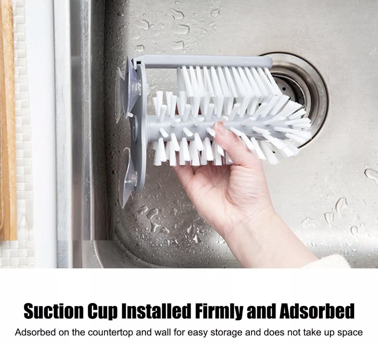 Water Bottle Cleaning Brush Glass Cup Washer with Suction Base Bristle Brush for