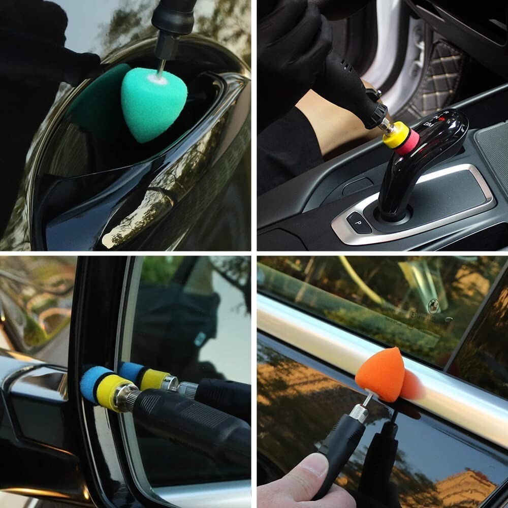 16Pcs Car Sponge Polishing Pads Mini Buffing Waxing Polisher Drill Rotary Tool