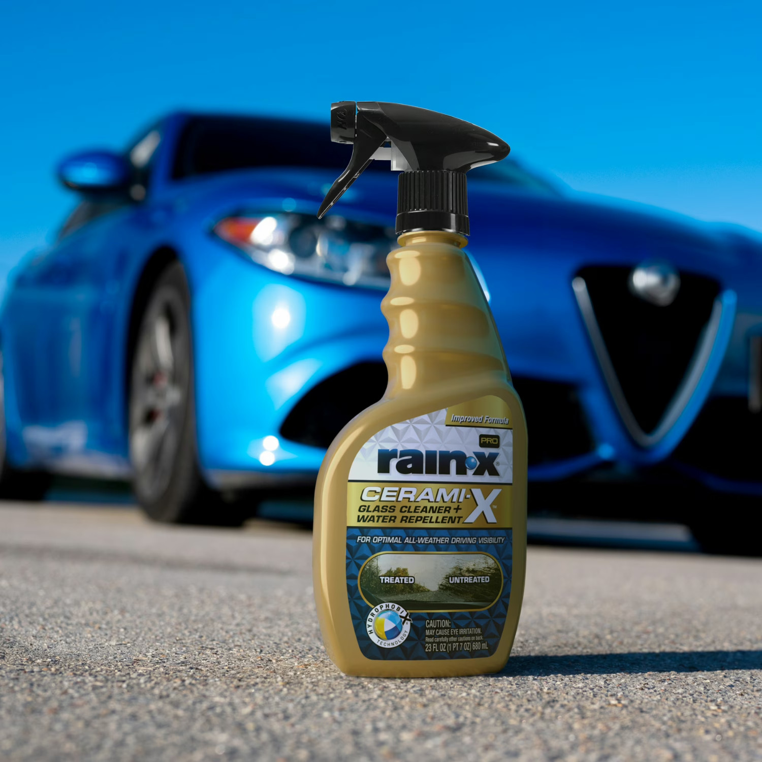 Rain-X Cerami-X Glass Cleaner Water Repellent 23oz Haze-Free Formula, 3 Pack