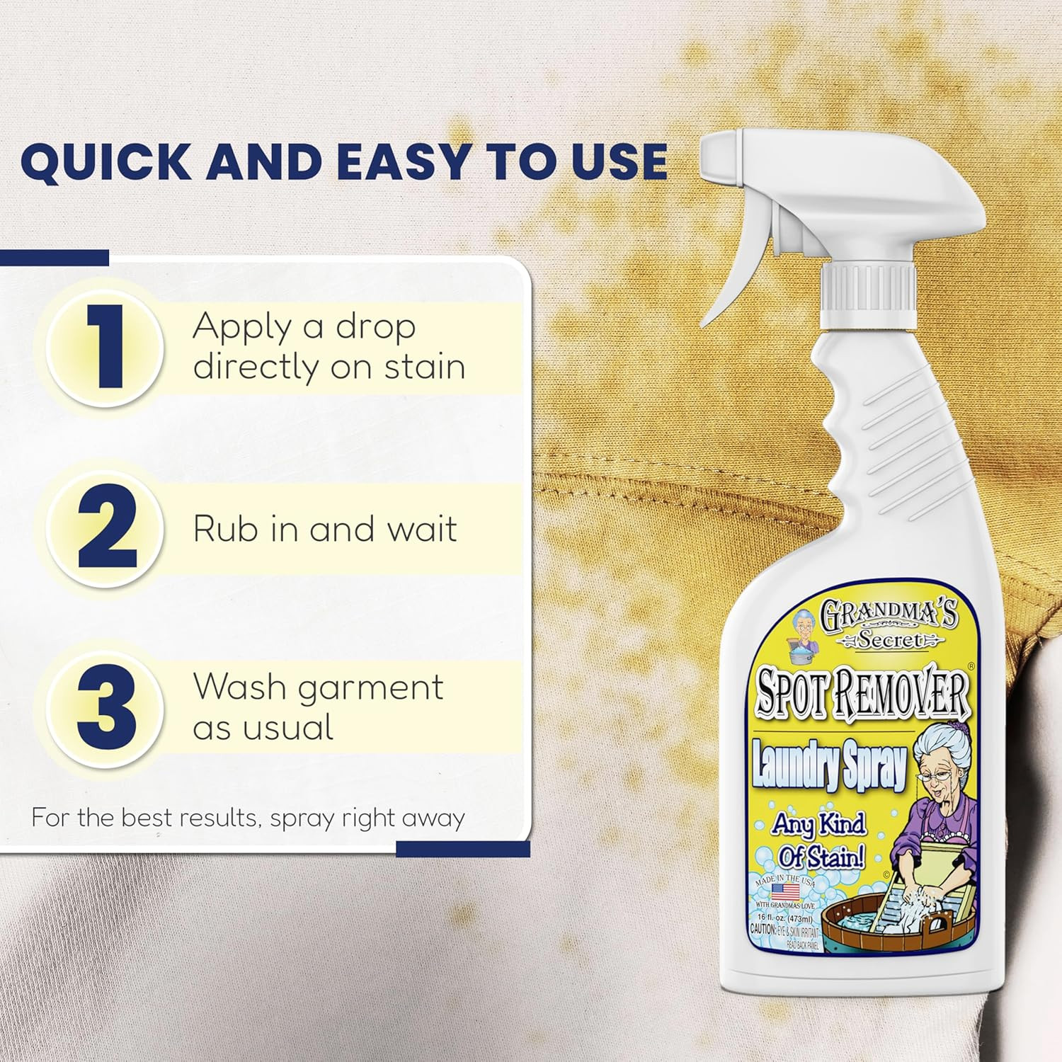 Grandma’S Secret Spot Remover Laundry Spray – Chlorine, Bleach and Toxin-Free Fa