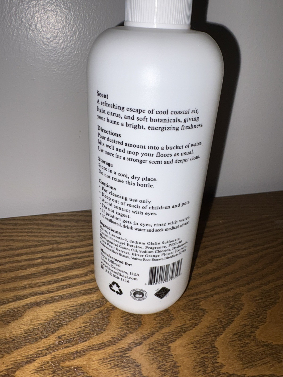 Blyss Mop Soap Baja 16.9 FL OZ. Concentrate Non-Toxic, Deep Cleaning