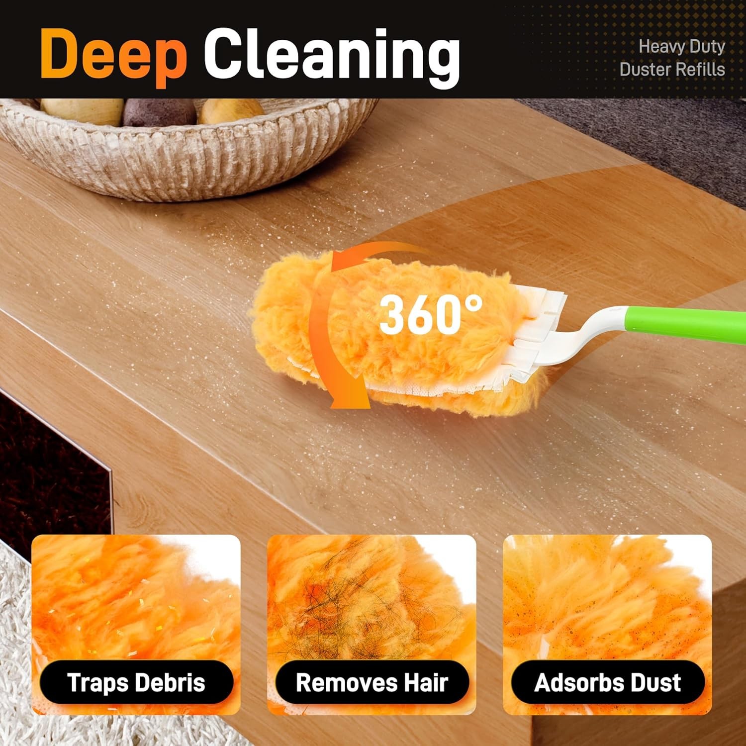 30 Swiffer Compatible Duster Refills with Handle & Extension 360 Dust Cleaner