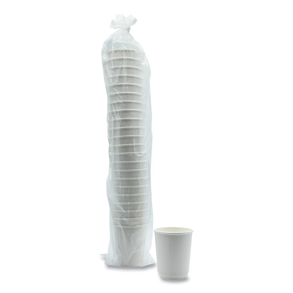 Boardwalk DW8HCUPPK 8 oz Double-Walled Paper Hot Cups – White (25/Pack) New