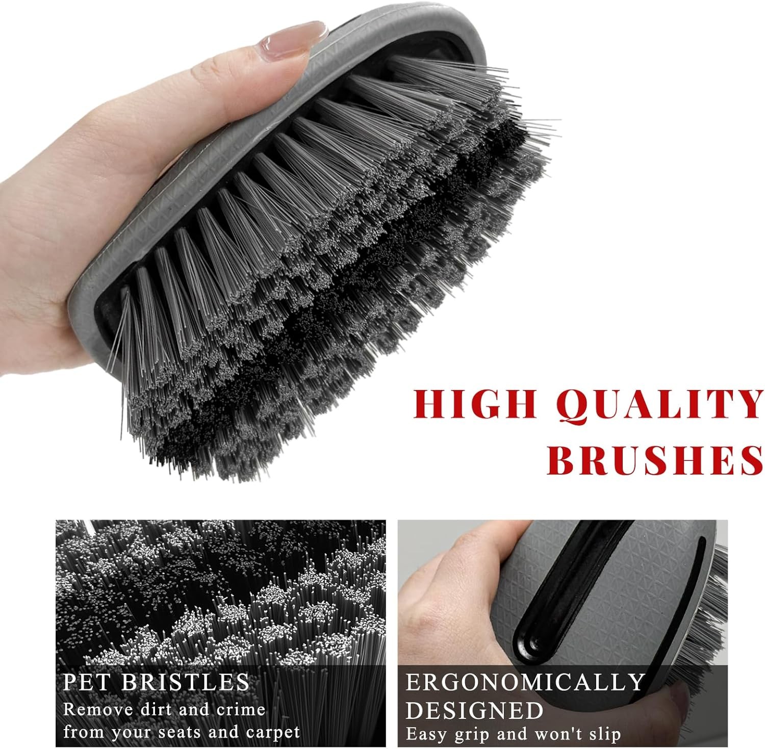 Carpet and Upholstery Cleaning Brush, Stiff Bristle Detailing Scrubber for Car I