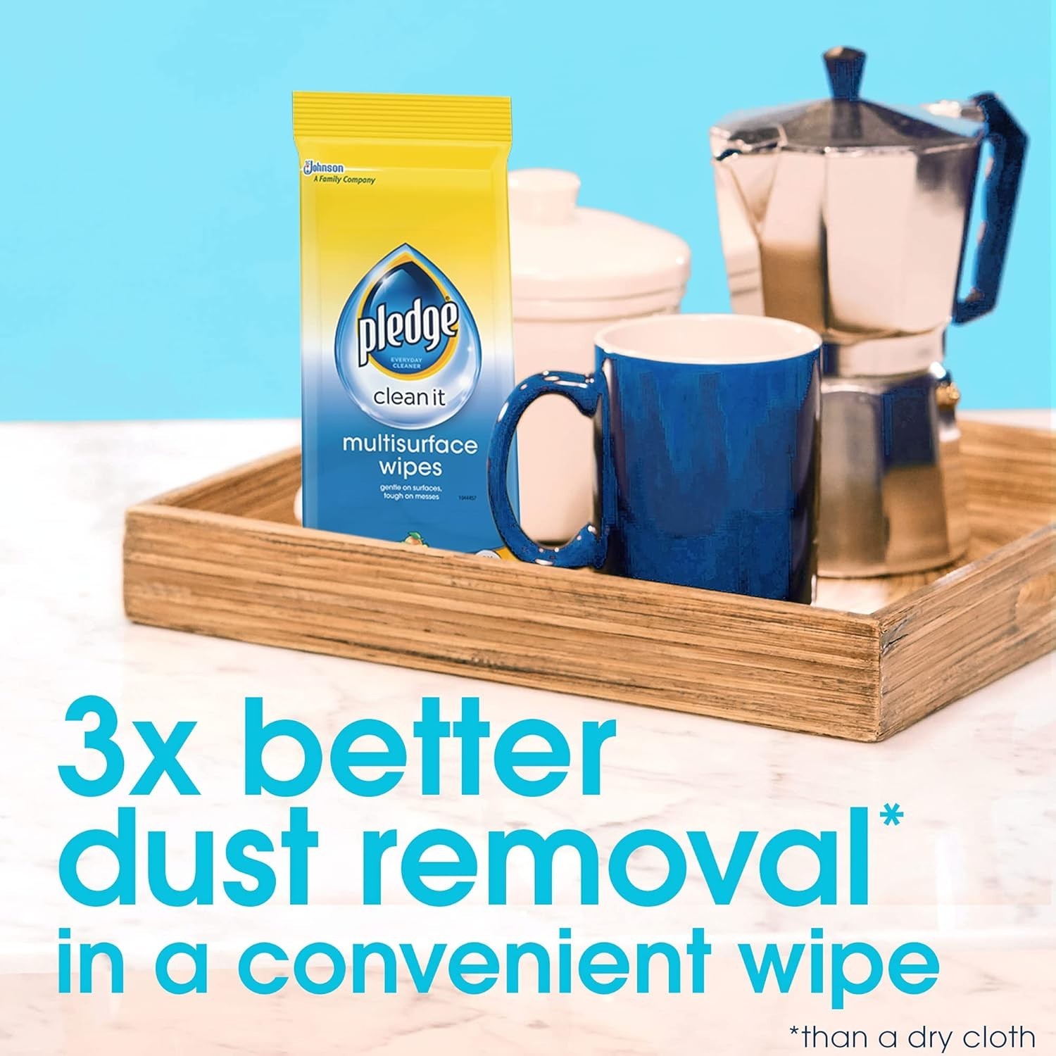 Pledge Multi-Surface Cleansing Wipes, Fresh Citrus – Pack of 6, 150 Total Wipes
