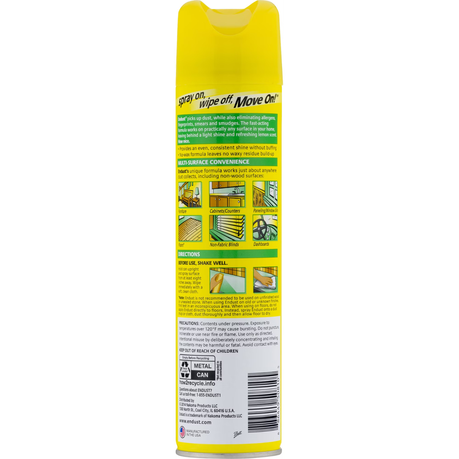 Endust Multi-Surface Dusting and Cleaning Spray, Lemon Zest, Aerosol, 12.5 oz.
